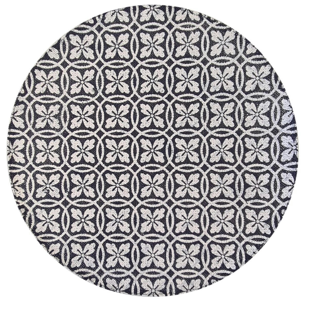 - Set de table rond carreau de ciment bleu et blanc D38cm