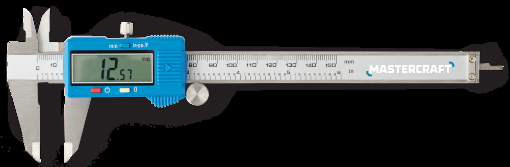 Mastercraft Digital Caliper with LCD Display, Inch to mm Conversion, Stainless Steel Rod, 6-in