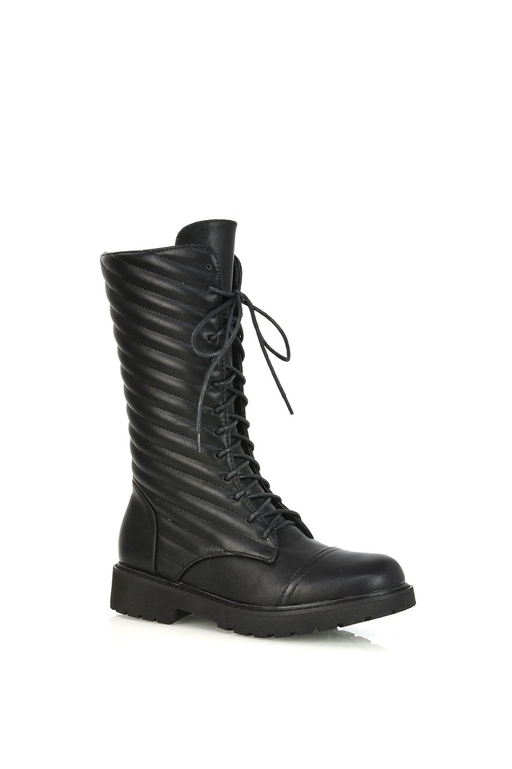 XY London Meadow' Padded Detail Flat Lace up Combat Boots