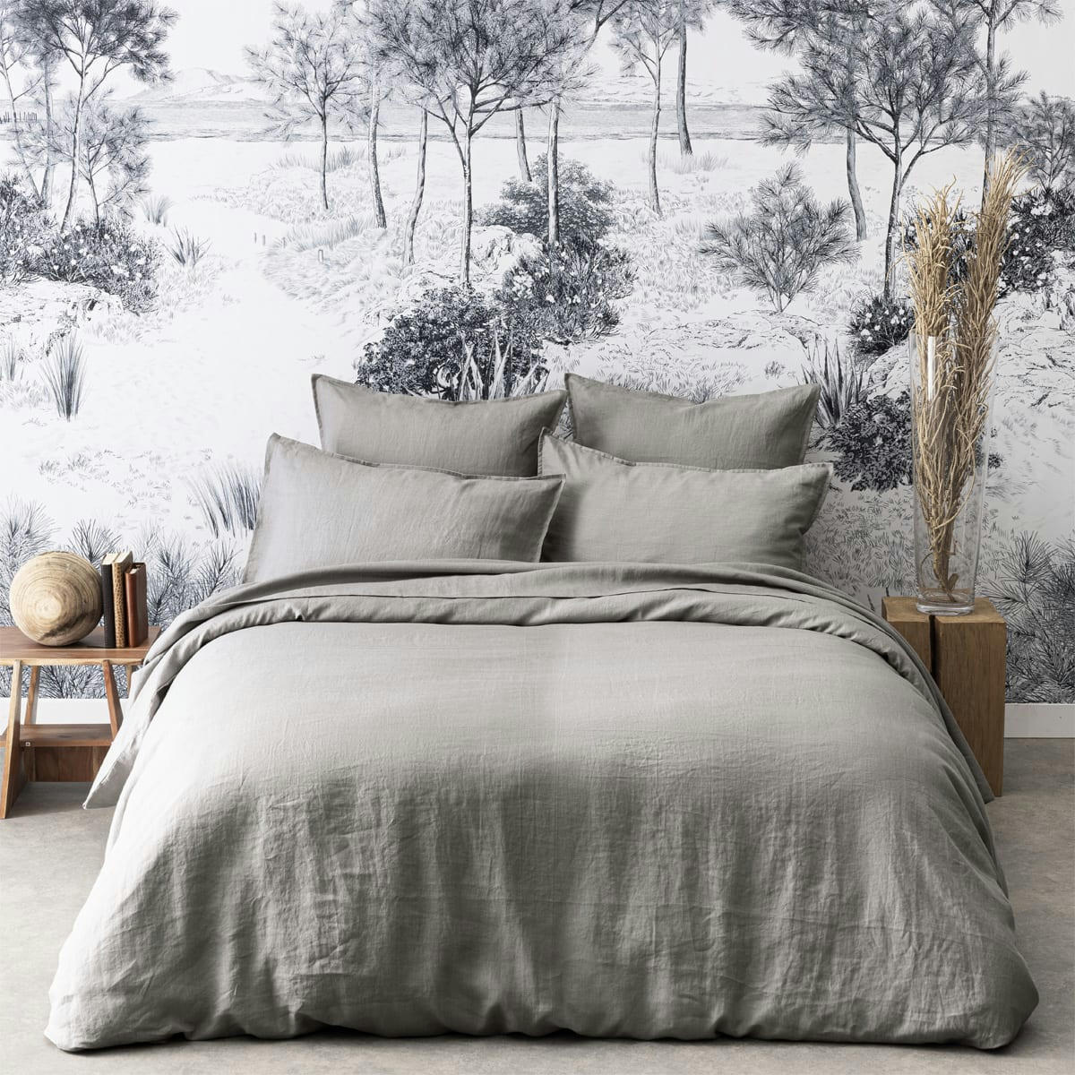 NOUVELLE VAGUE - Housse de couette en lin gris 240x220