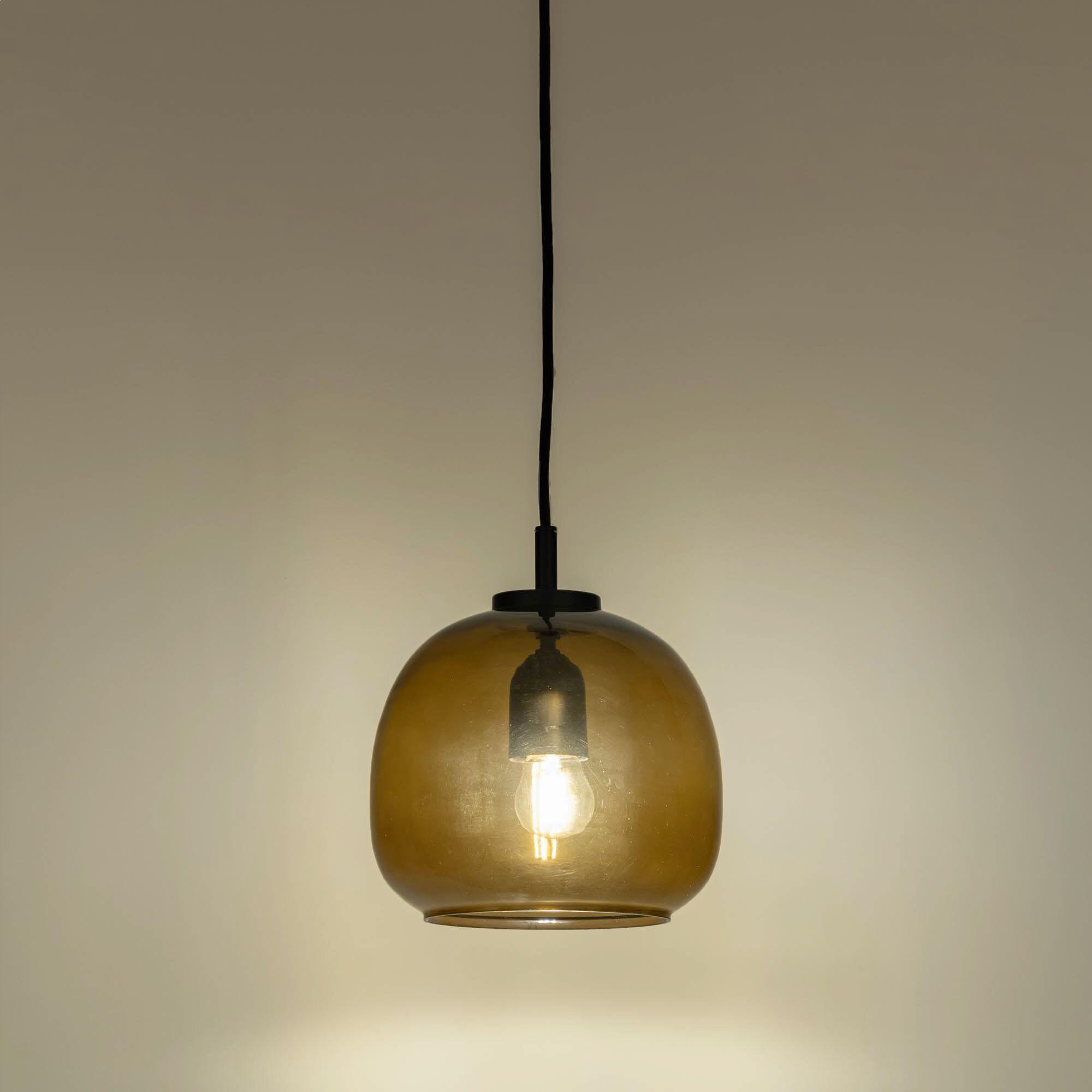 ANNI - Suspension électrifiée en verre D20cm - marron