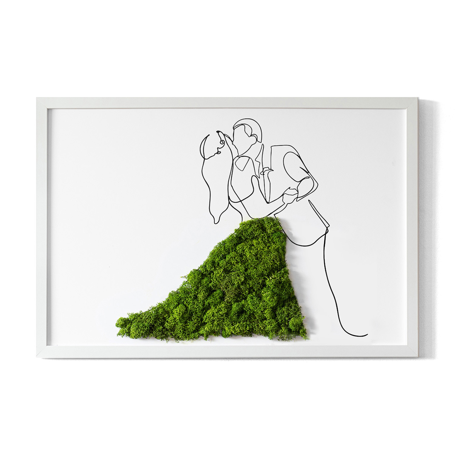Obraz z mchem - Tańcząca para 60x40 cm Biała Rama