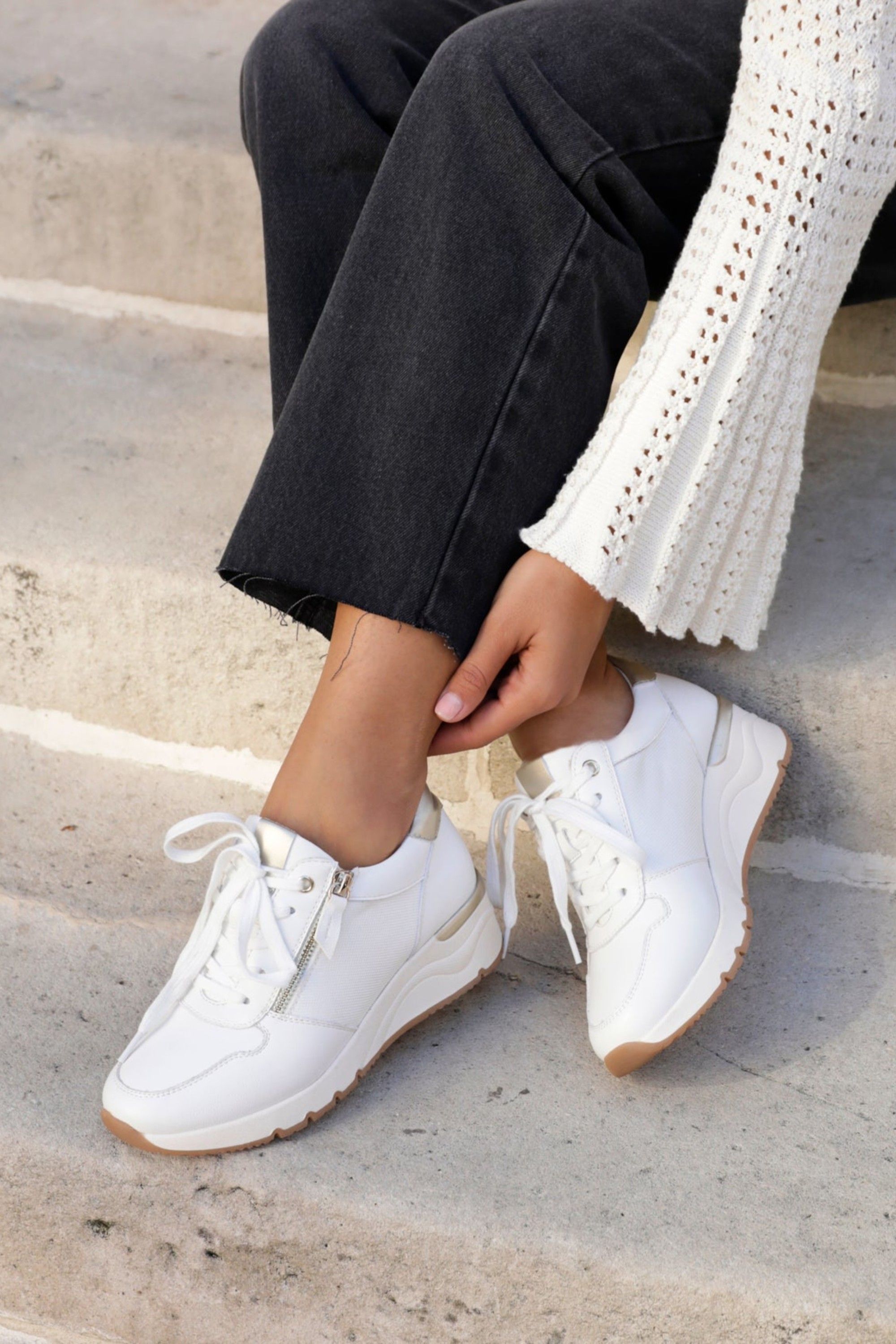 Linzi Kyla White Wedge Trainer