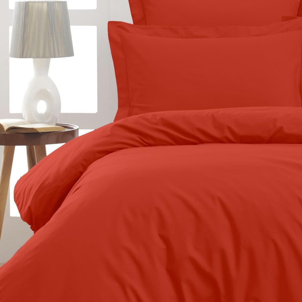 SOFT PERCALE - Housse de couette en percale coton  terracota 200x200 cm