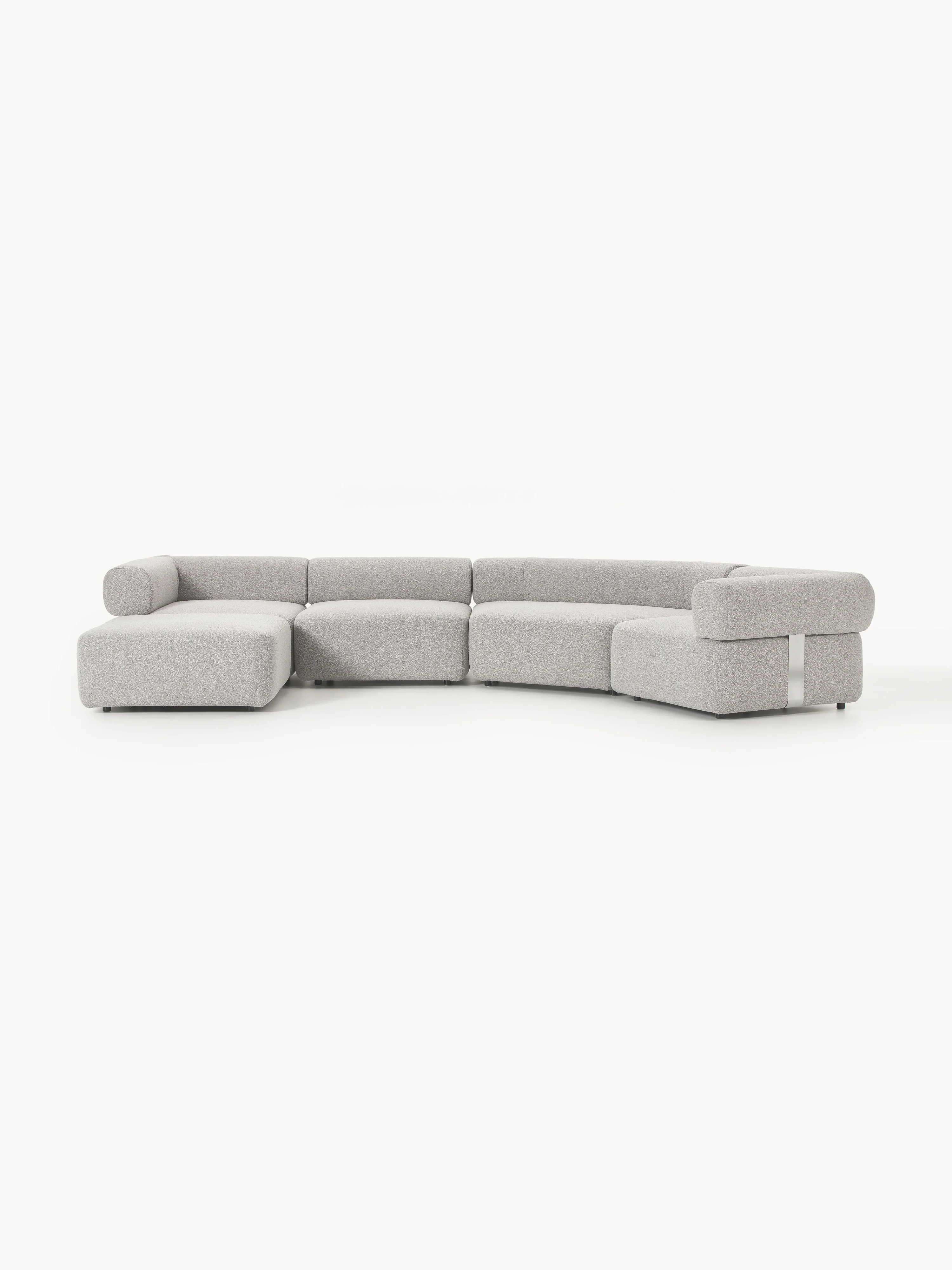Großes modulares Bouclé-Sofa Anton mit Hocker (links/rechts)