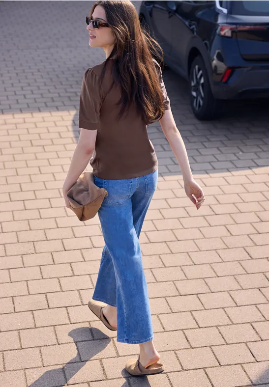 T-Shirt mit Rundhals und Puffärmeln