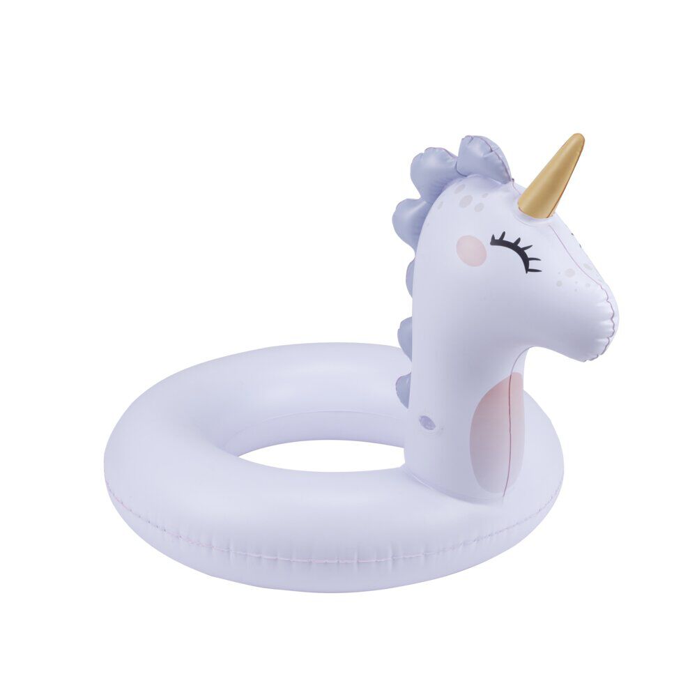 Bouée ronde tête de licorne plastique blanc Ø60cm