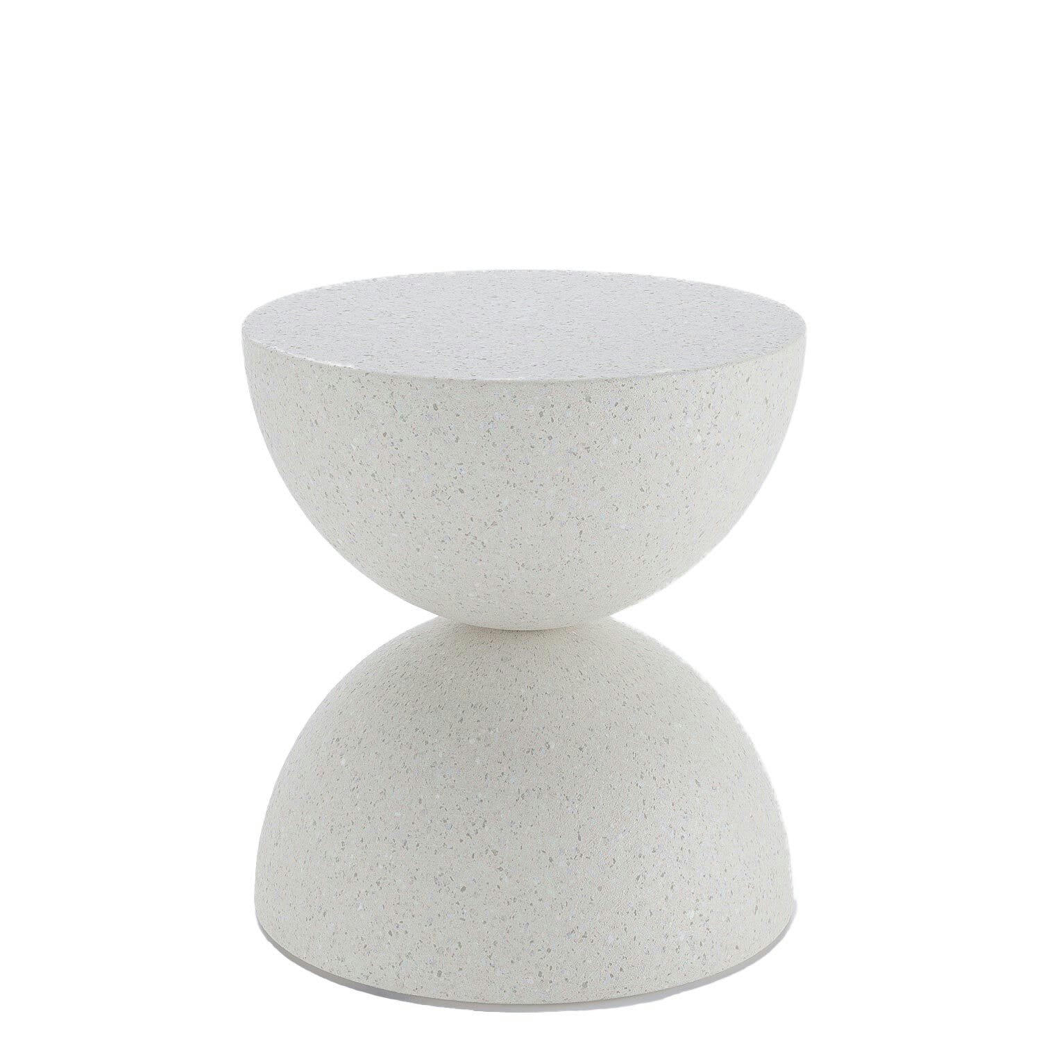 BERGAMOTE - Table d’appoint ronde design en magnésie moucheté crème