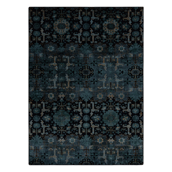 Dywan wełniany OMEGA KARAJA kwiaty granat 170x235 cm