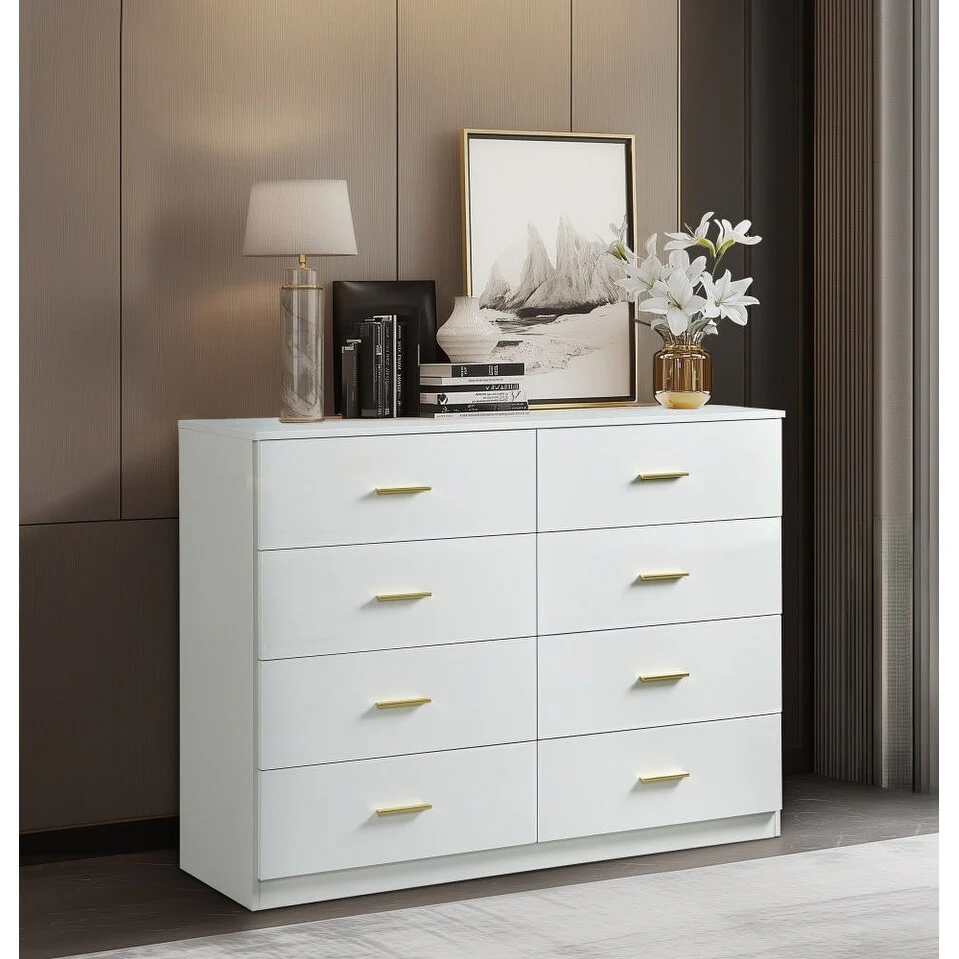 Modern 8-Drawer Double Dresser, Storage Wide Chest of Drawers for Bedroom