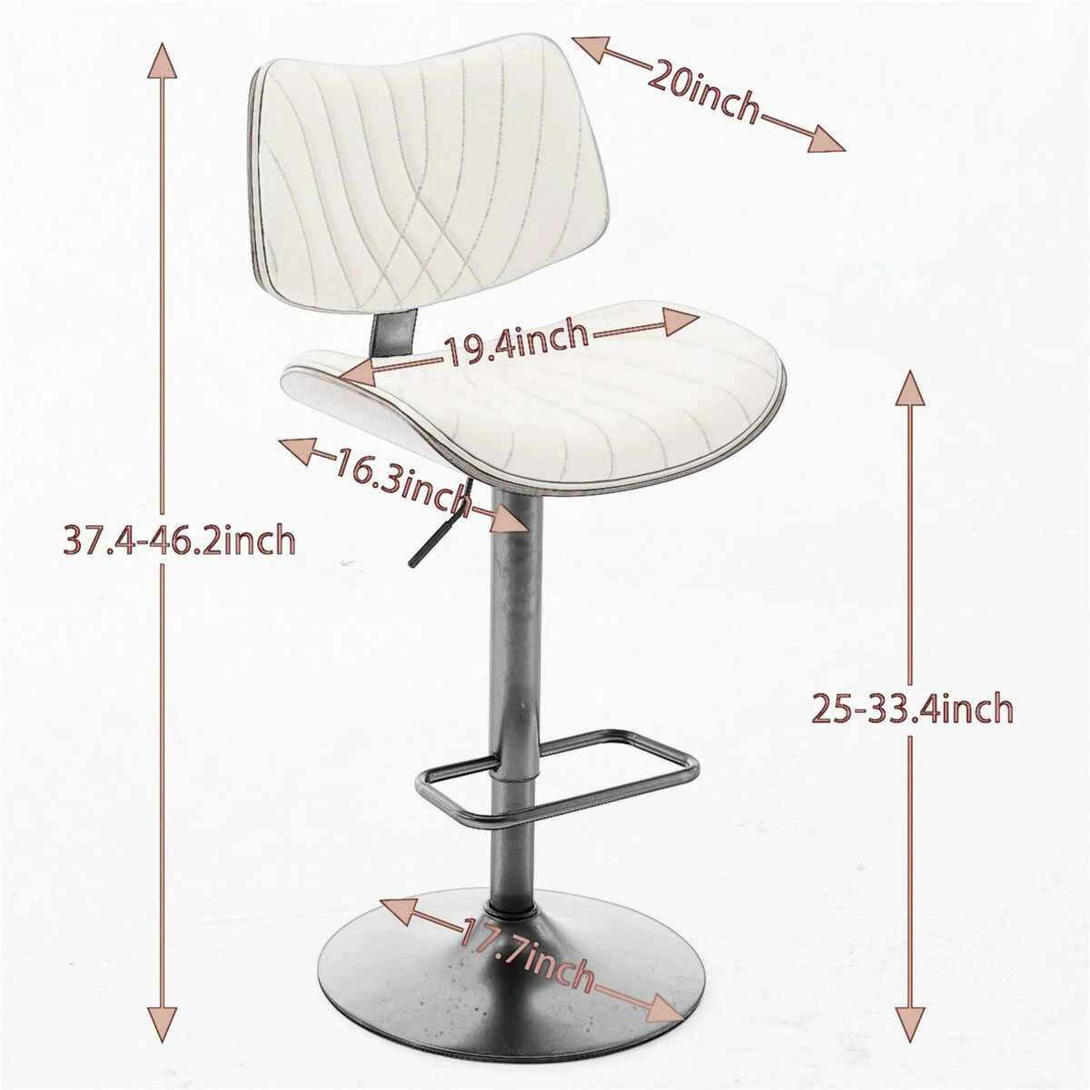 360 Swivel Adjustable Counter Height Bar Chair