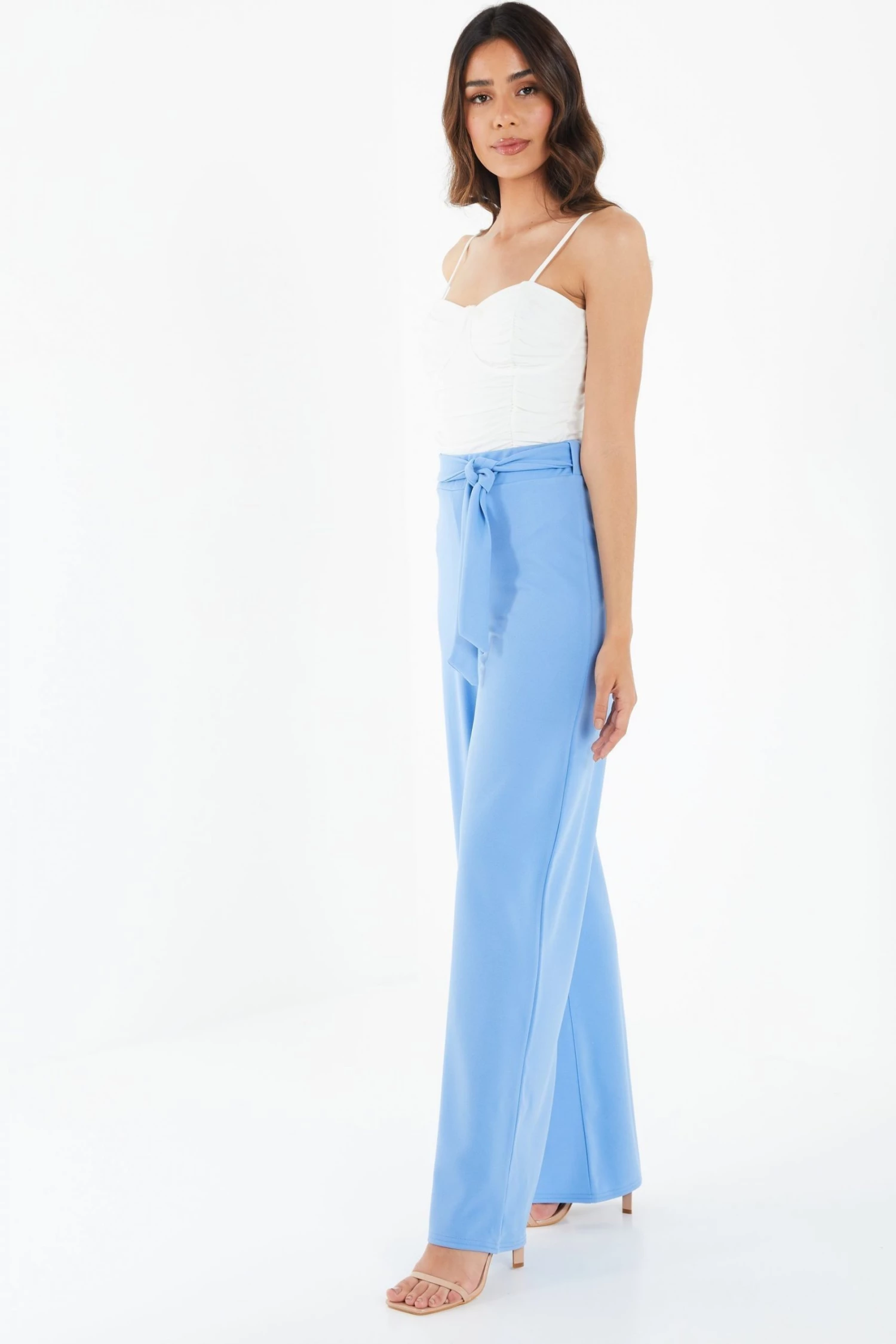 Quiz Blue Tie Belt Palazzo Trousers