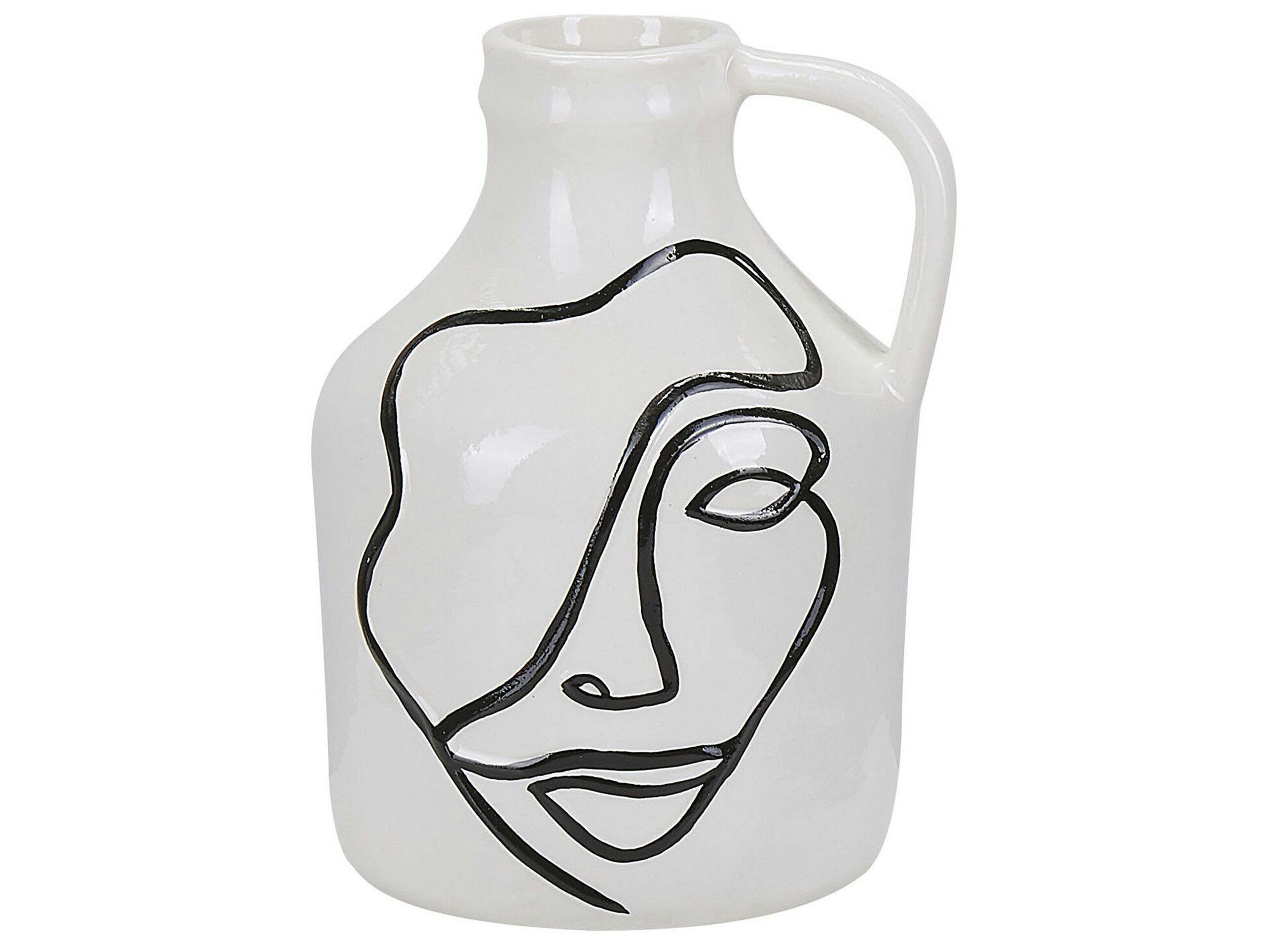 AGRINION - Vase à fleurs blanc motif visage 19 cm