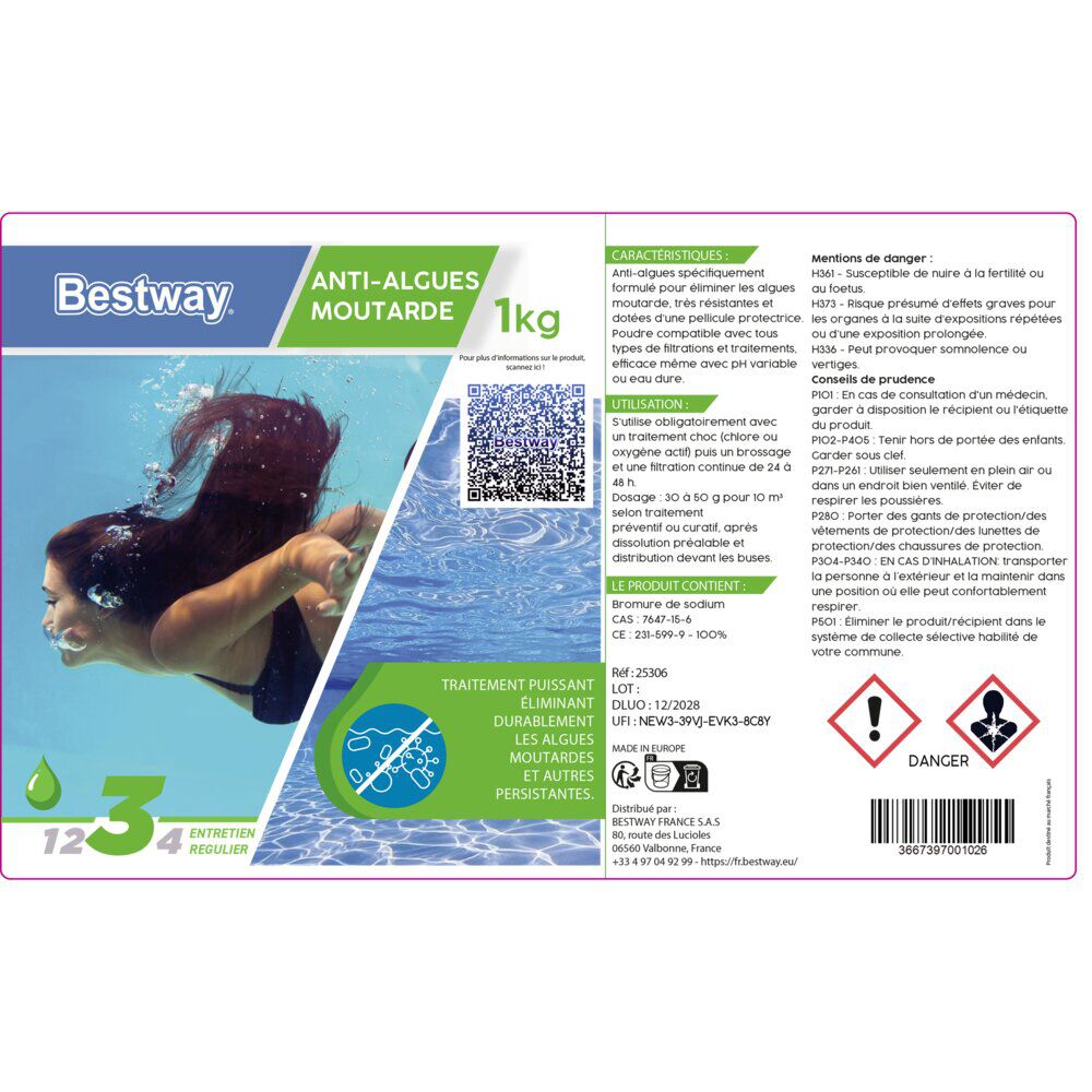 Traitement piscine anti algues moutarde 1kg
