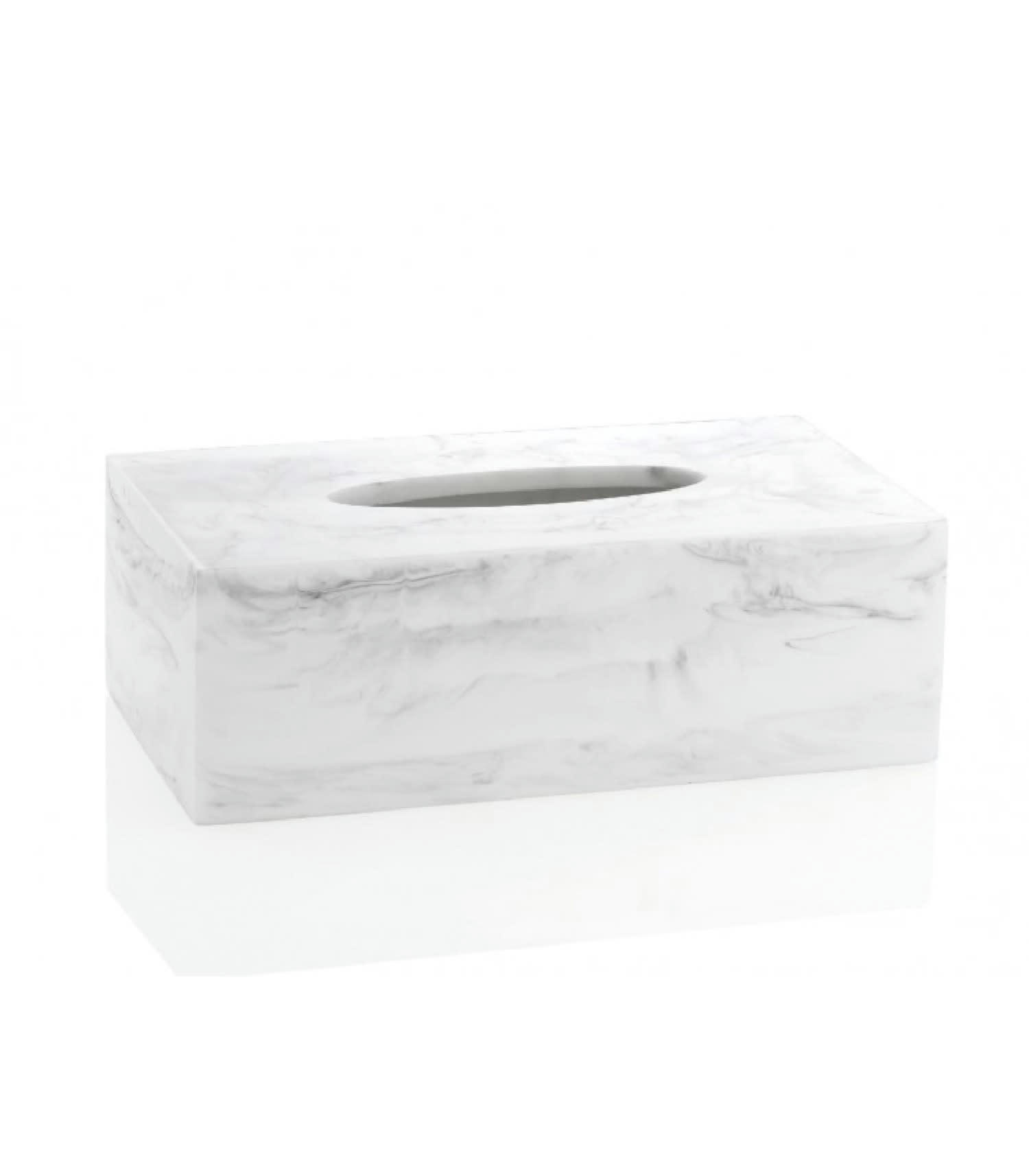 EFFET MARBRE - Boîte à mouchoirs en résine blanche