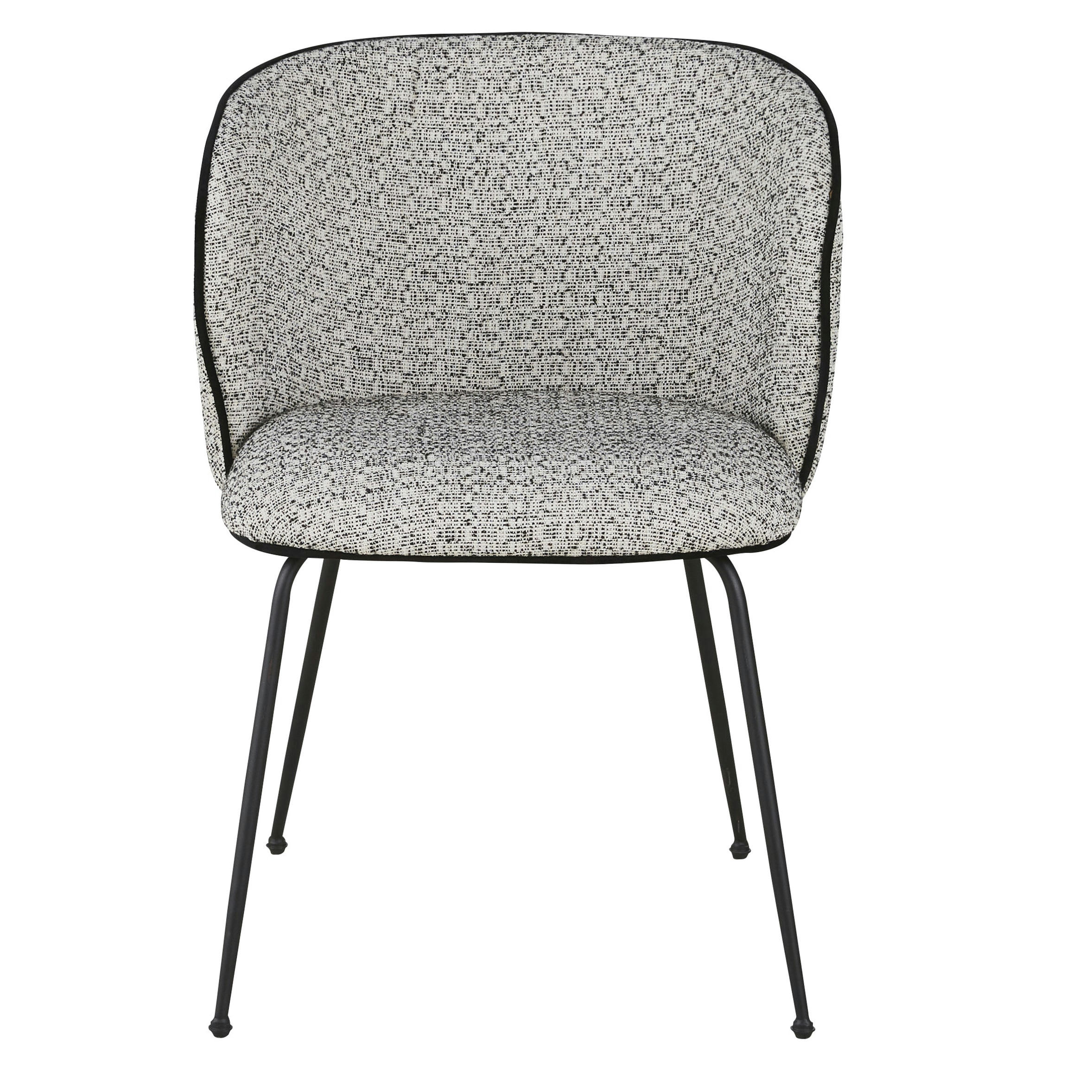 Kate - Chaise en polyester recyclé et lin gris et pieds en métal noir