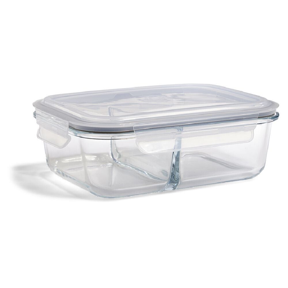 BoÎte alimentaire compartimentée en verre couvercle plastique 1,48L