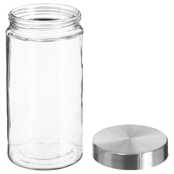 Pojemnik na żywność szklany z pokrywą ze stali nierdzewnej, 1700 ml