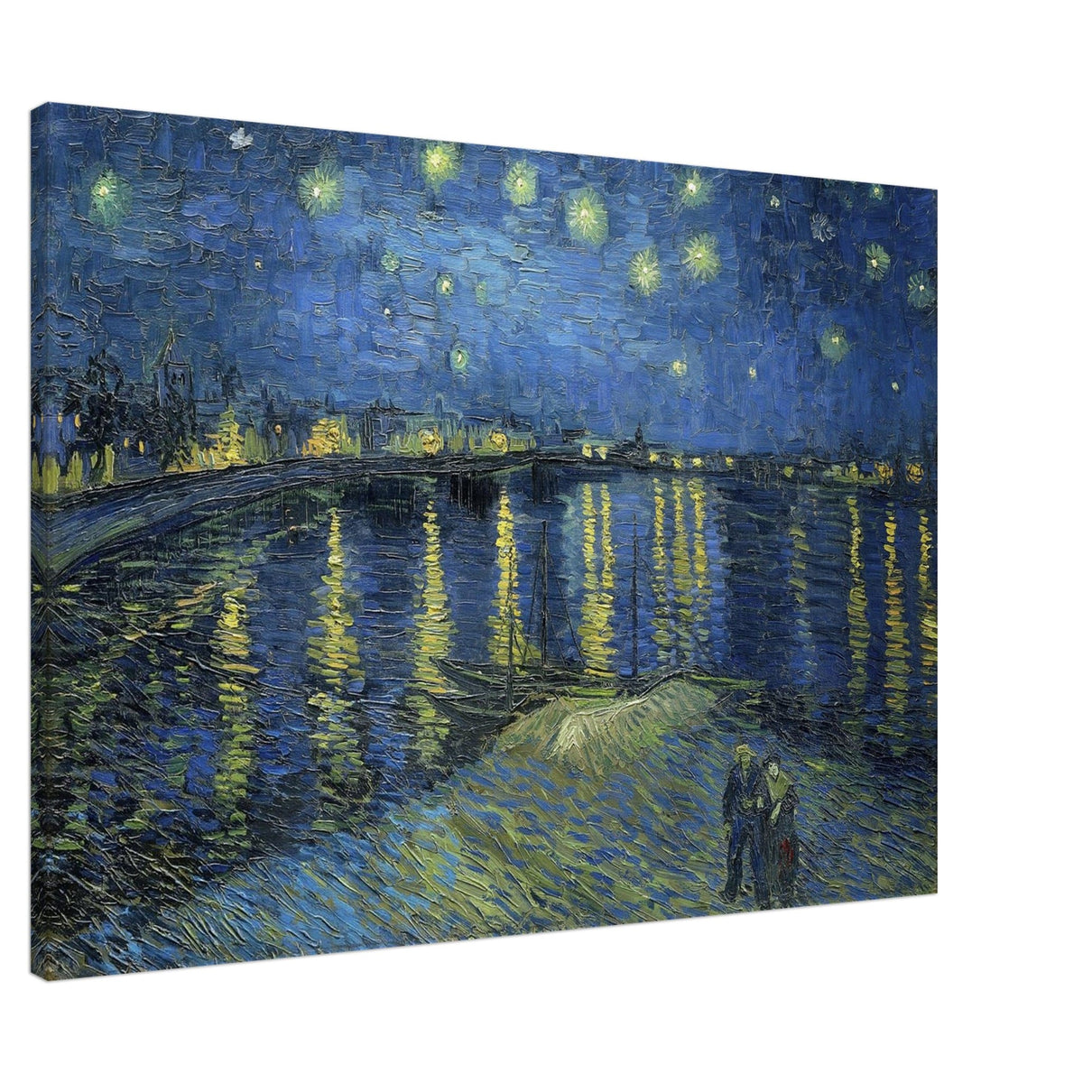 Artfulprints Canvas Vincent van Gogh - Starry night over the Rhône canvas - 100x75 cm - Blauw