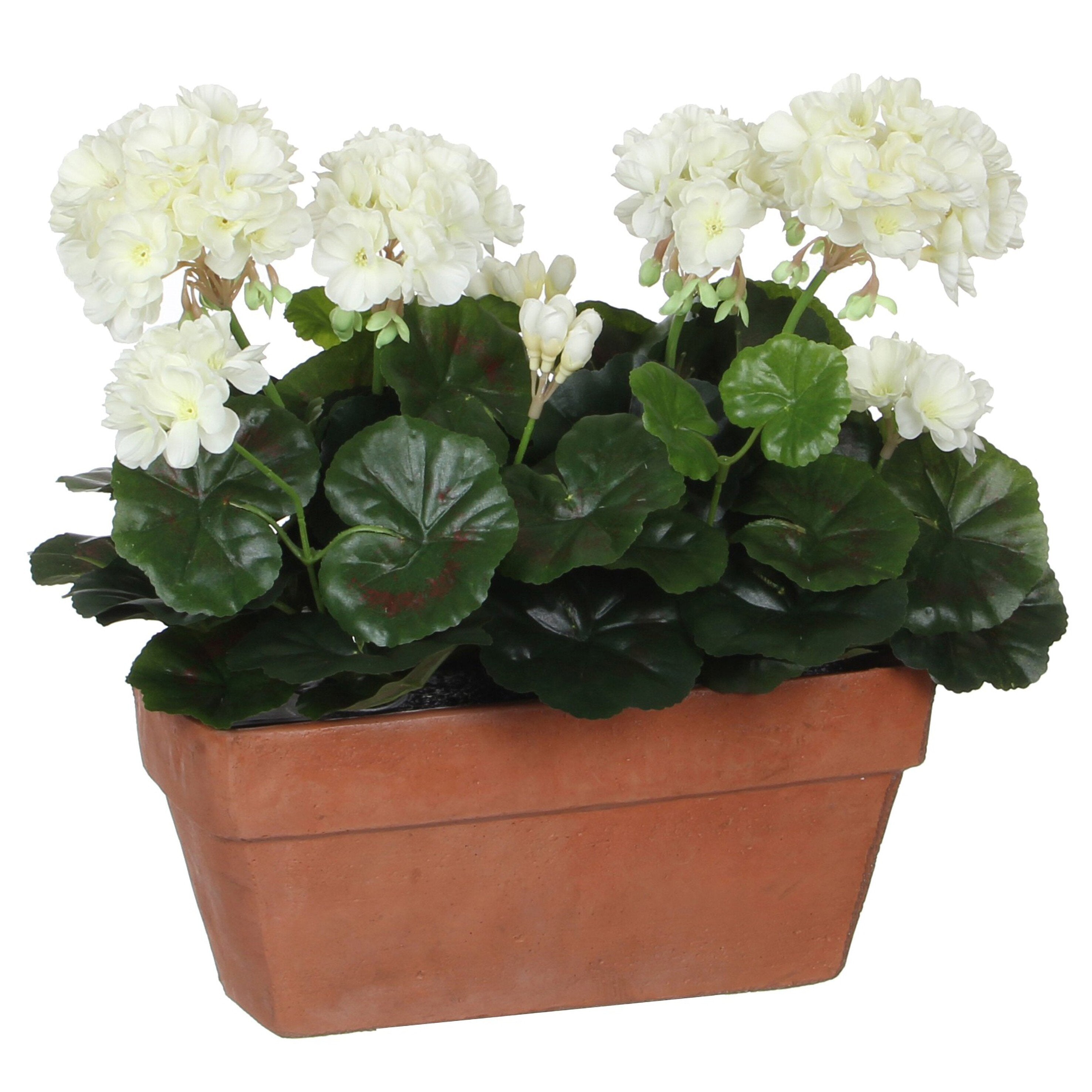 Mica Decorations Geranium Kunstplant in Balkonbak - L29 x B13 x H40 cm - Wit