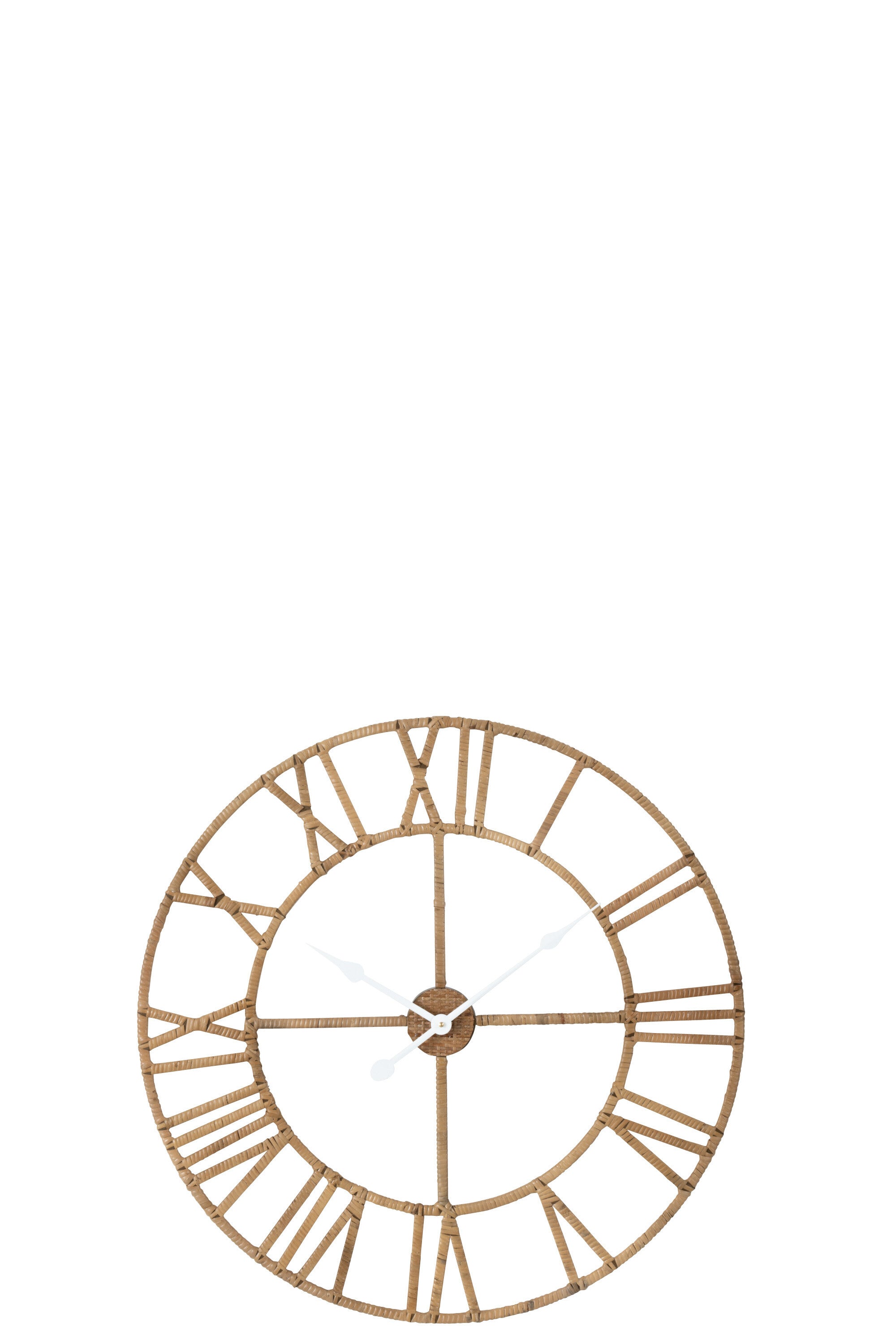J-Line klok Roman - rotan metaal - naturel - small - Ø 70 cm