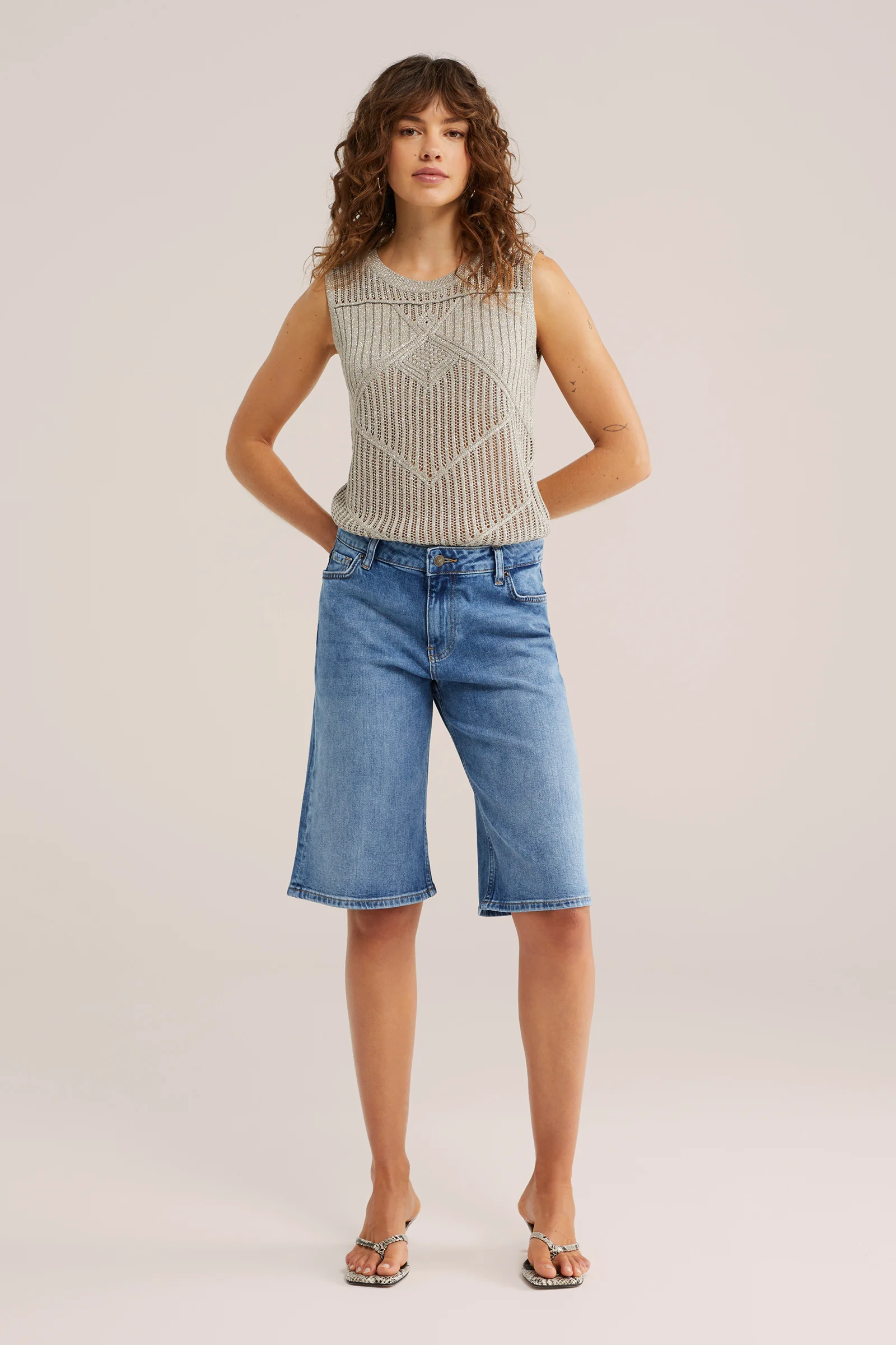 Dames high waist denim short