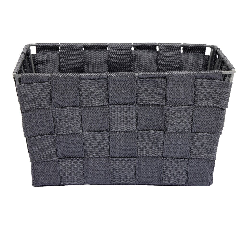 Panière de rangement tressée gris foncé Taille L - 21,5x12xH21,5cm