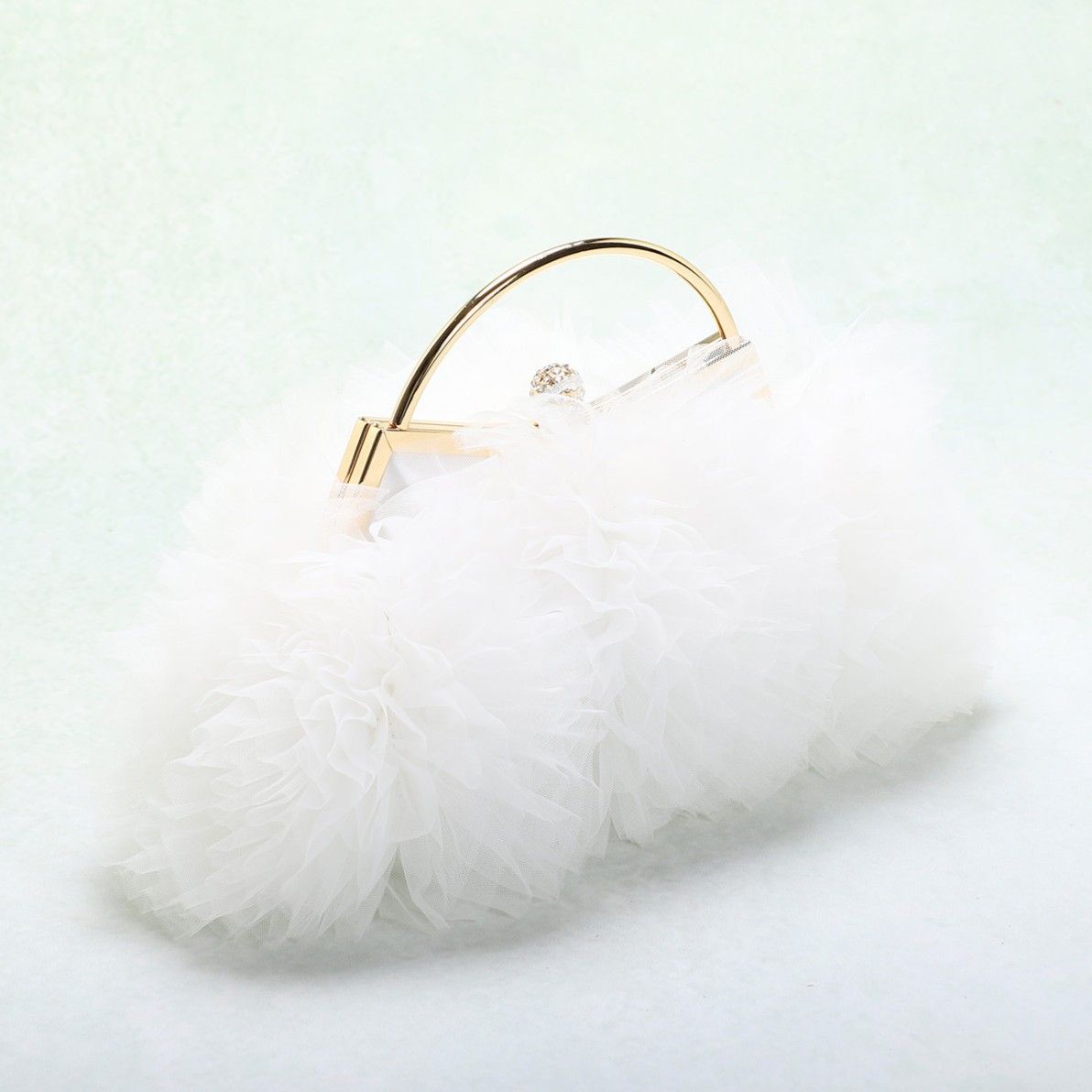 PEACH ACCESSORIES Peony Ruffle Tulle Evening Bag
