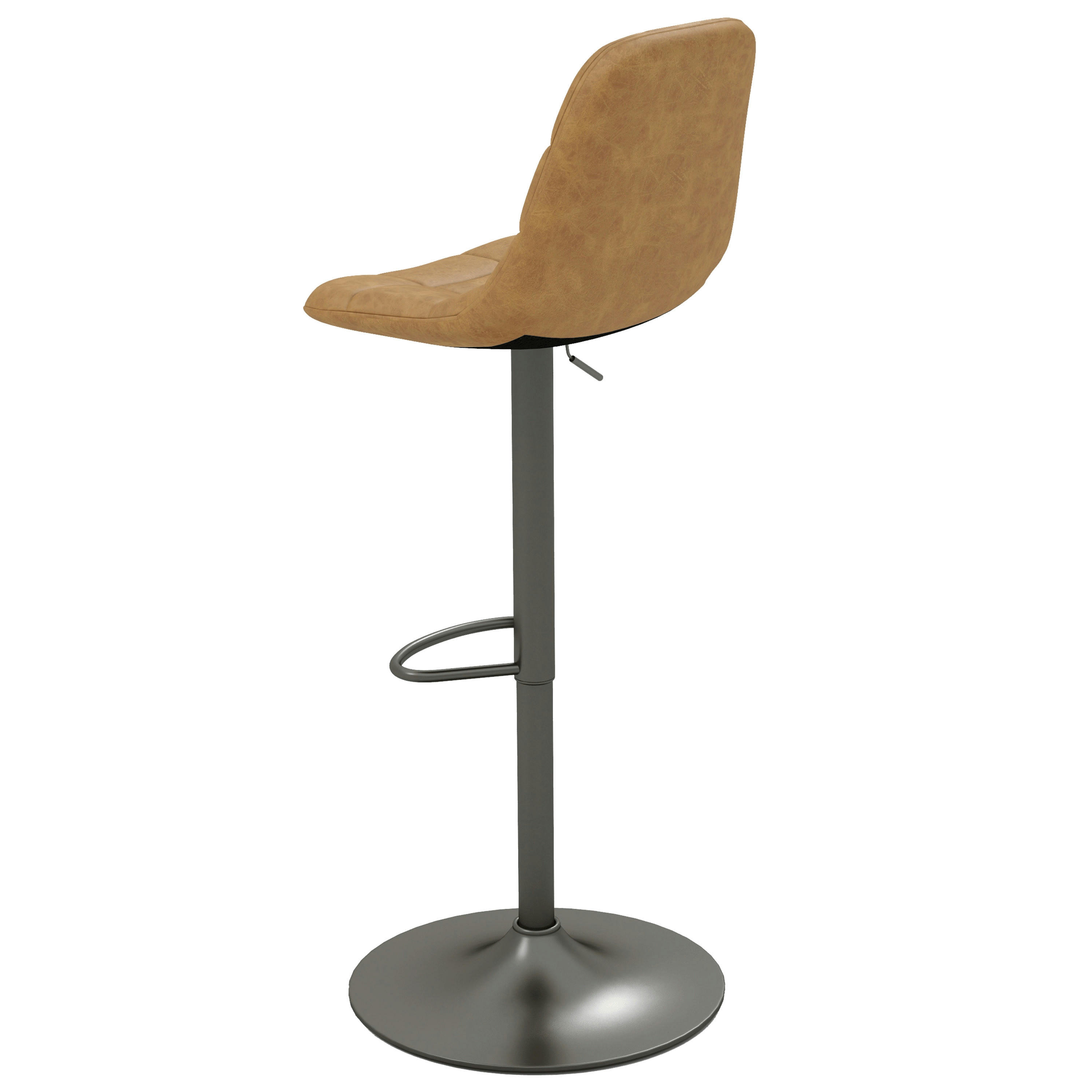 HENRIK - Tabouret de bar en cuir synthétique Camel-gris bronze (x2)