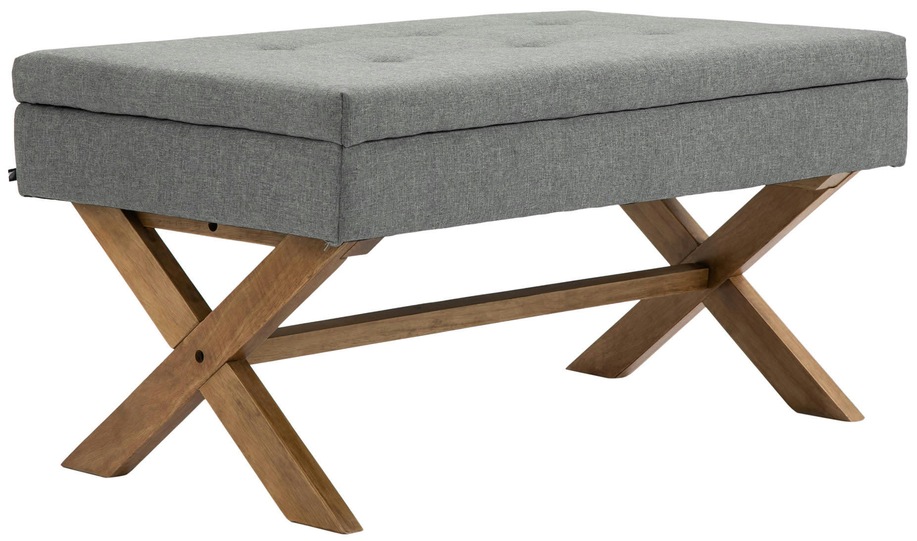 NAMARO - Banquette avec pieds en bois assise en tissu Gris