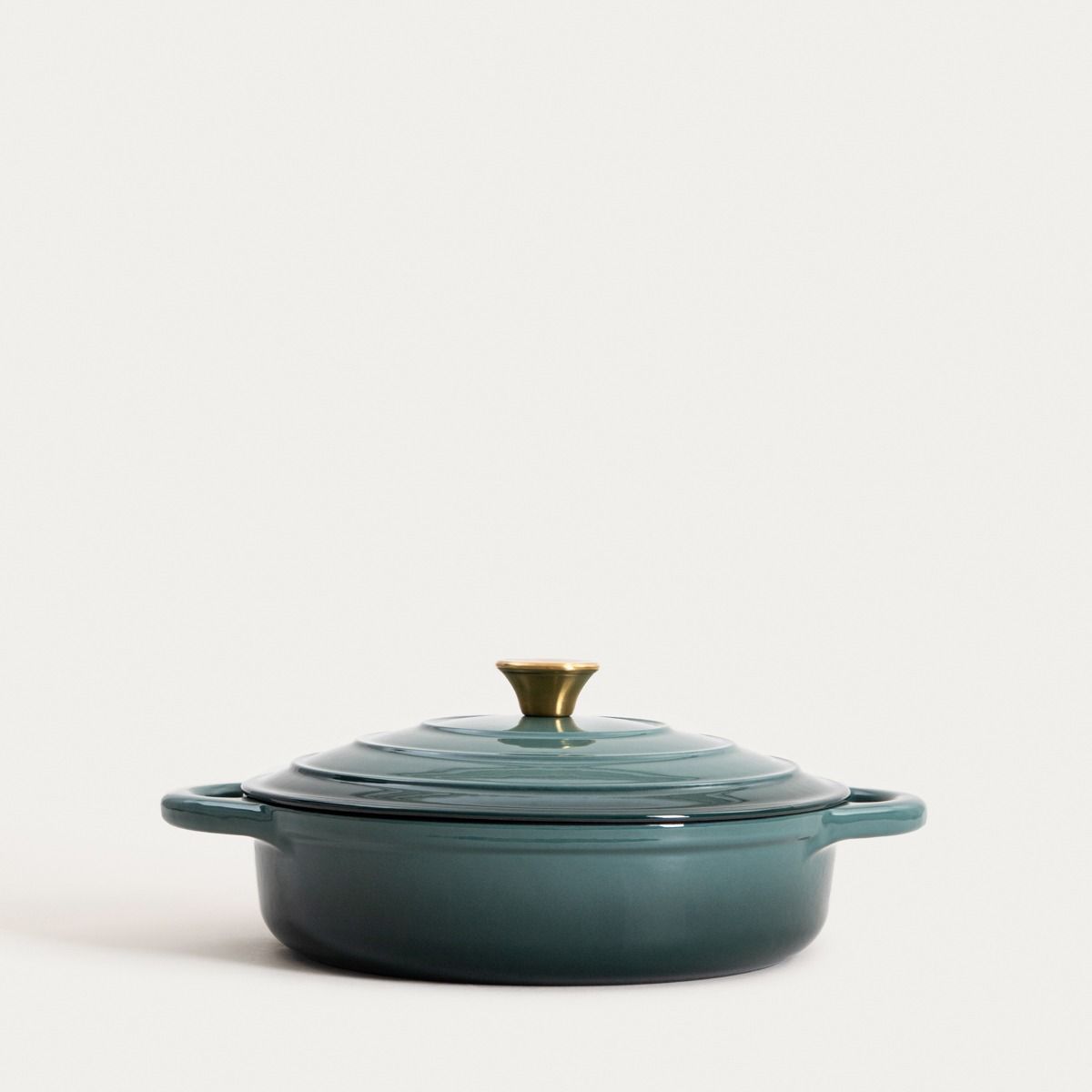 Garnek żeliwny ANDREAS zielony płaski ombre, 28cm 2,5 l