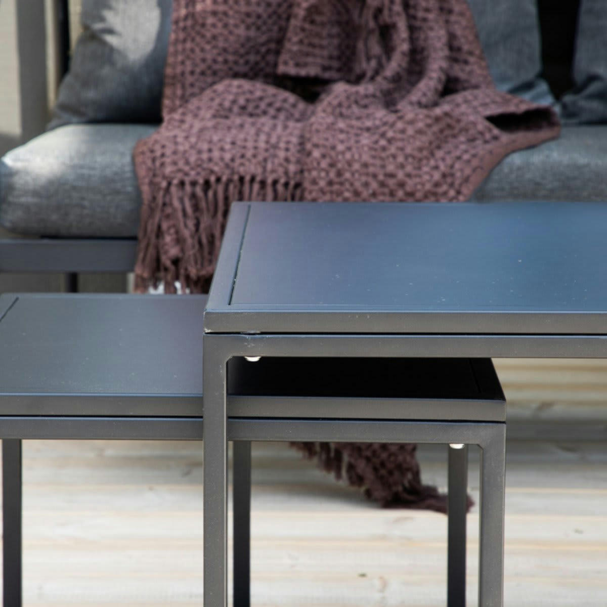 AVEIRO - Salon de jardin contemporain en tissu gris