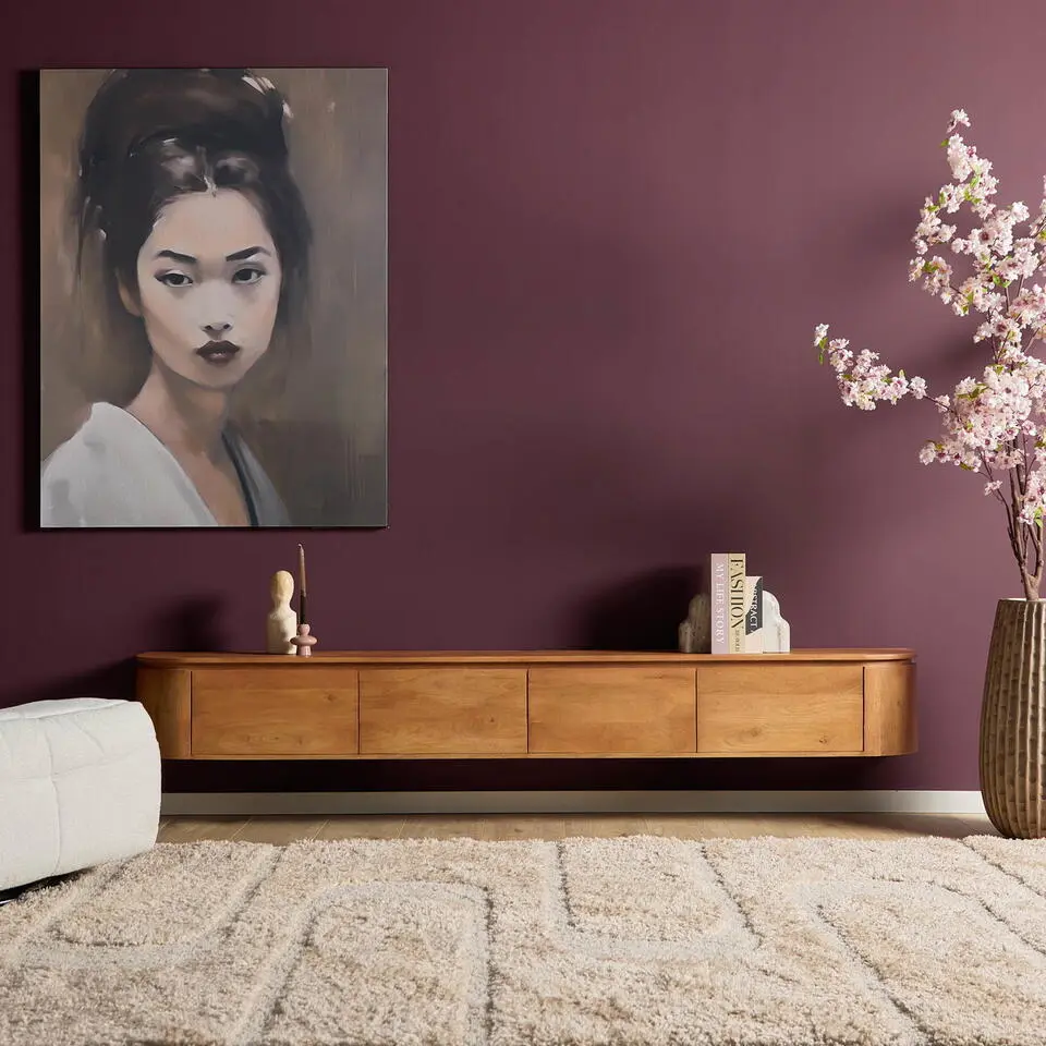 Tv-meubel Naturel Hout - 240x35x30cm - Excellent