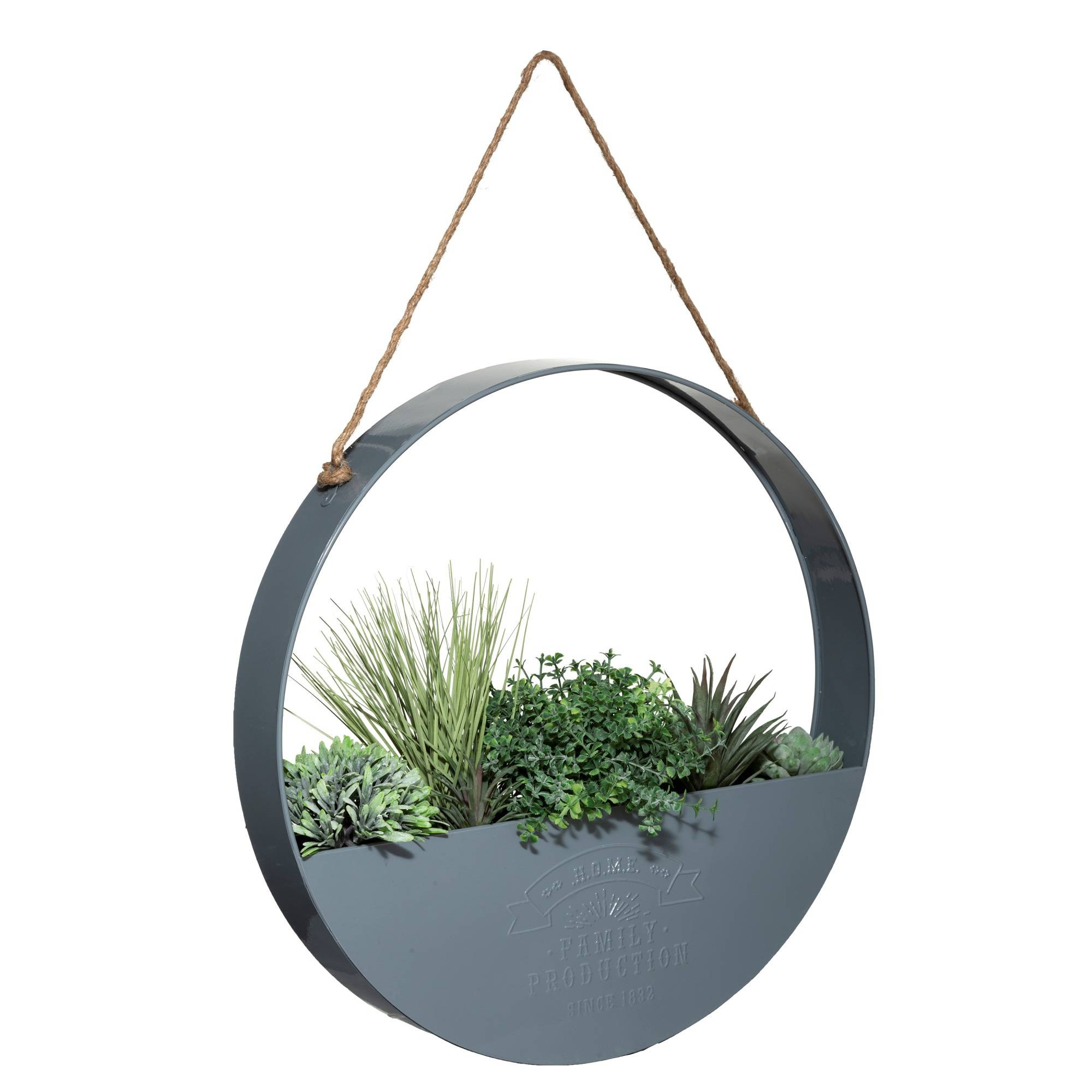 Sztuczne kwiaty, Ø 44 cm, wisząca dekoracja w metalowej osłonce