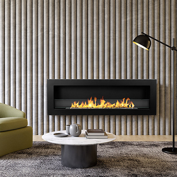 Cheminée bioéthanol murale encastrable 120x40 LIVORNO 120 Noir