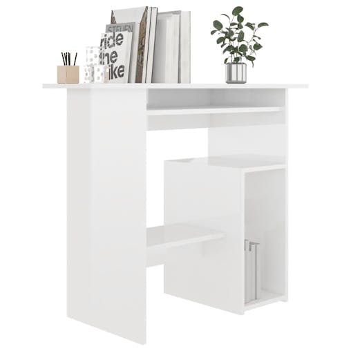 NNEVL Desk High Gloss White 80x45x74 cm Chipboard