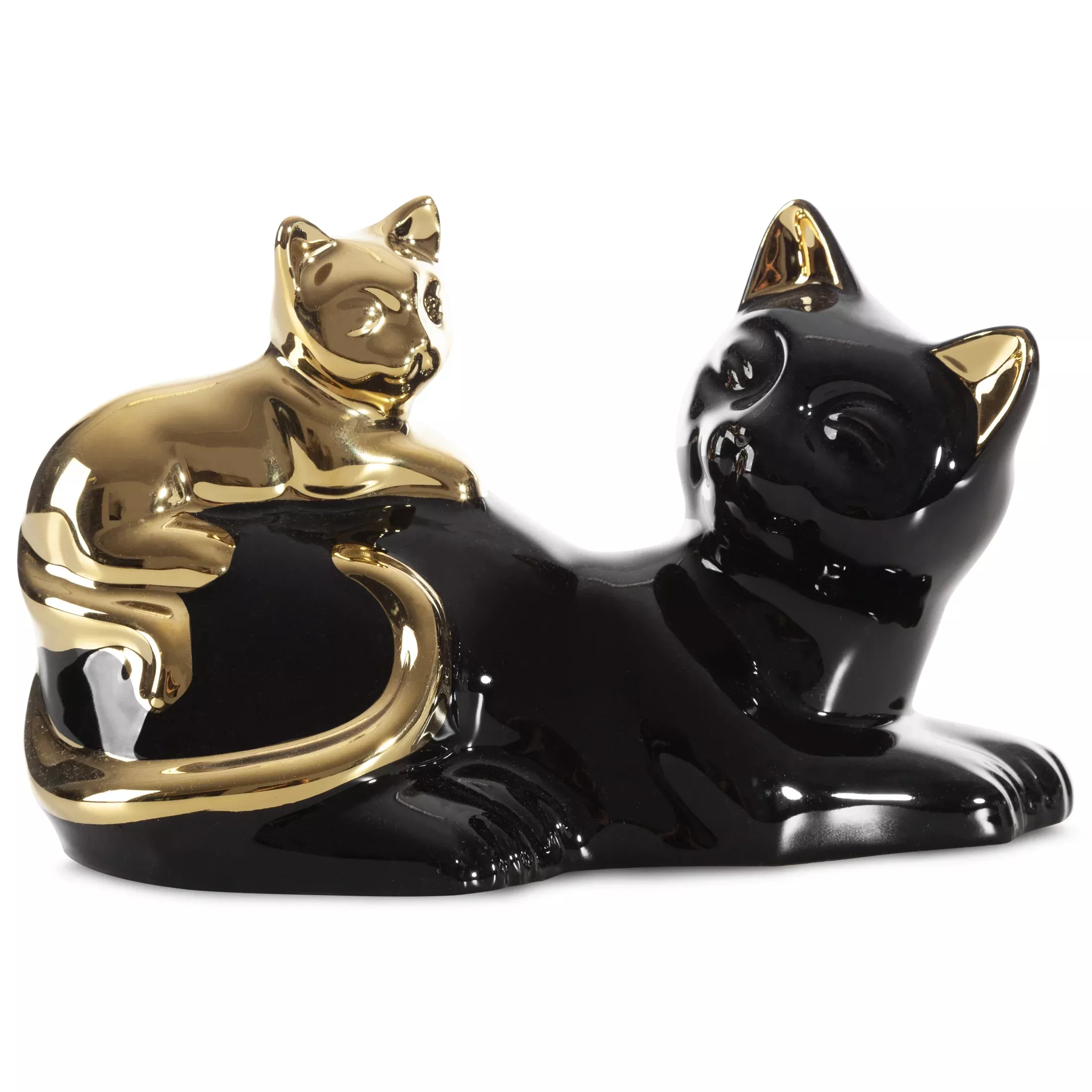 Figurka ceramiczna czarno-złota koty20x11x12 cm