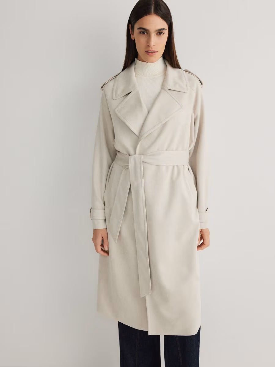 Coat With Tie Waist Belt