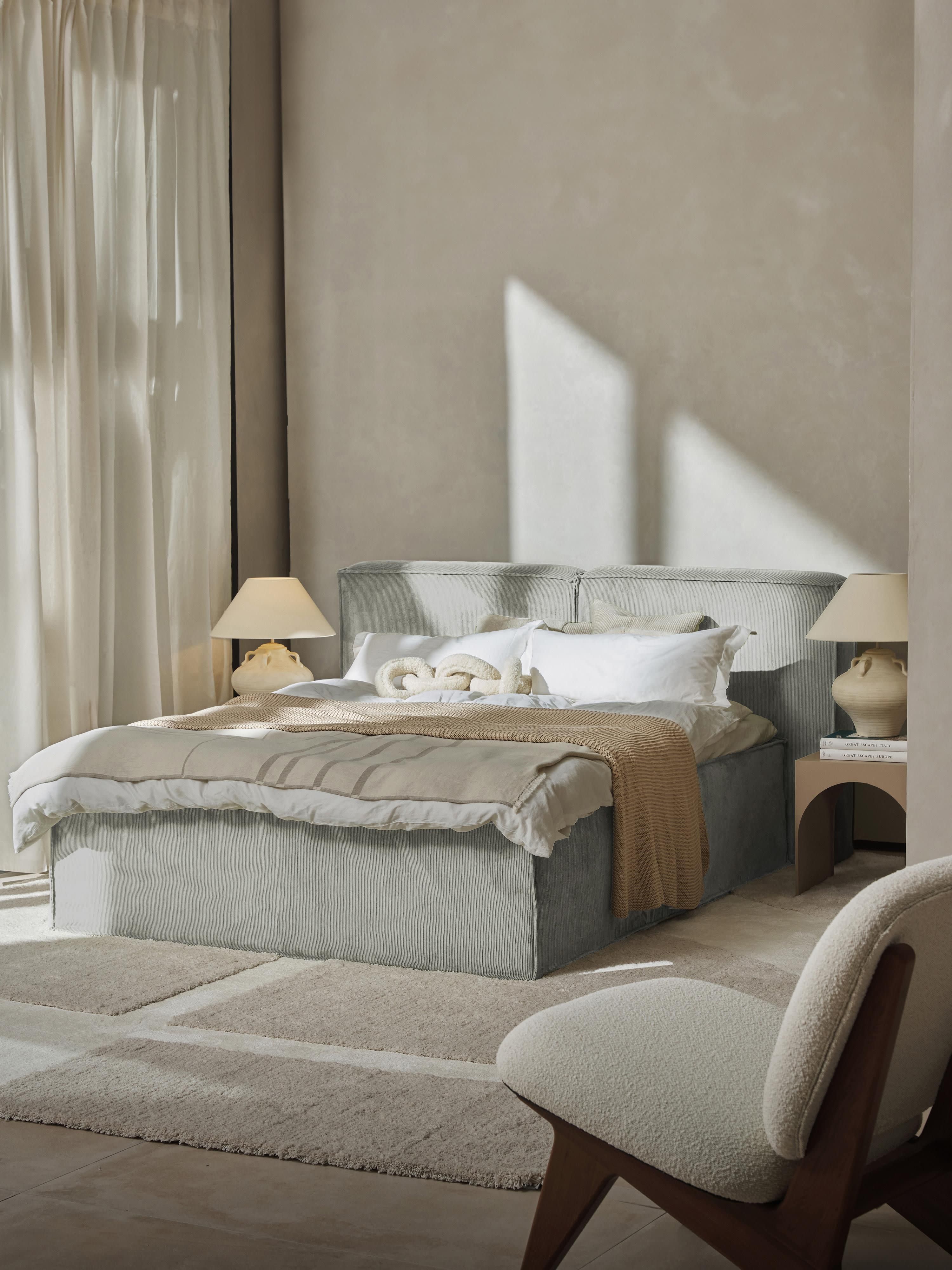 Cord-Boxspringbett Lennon