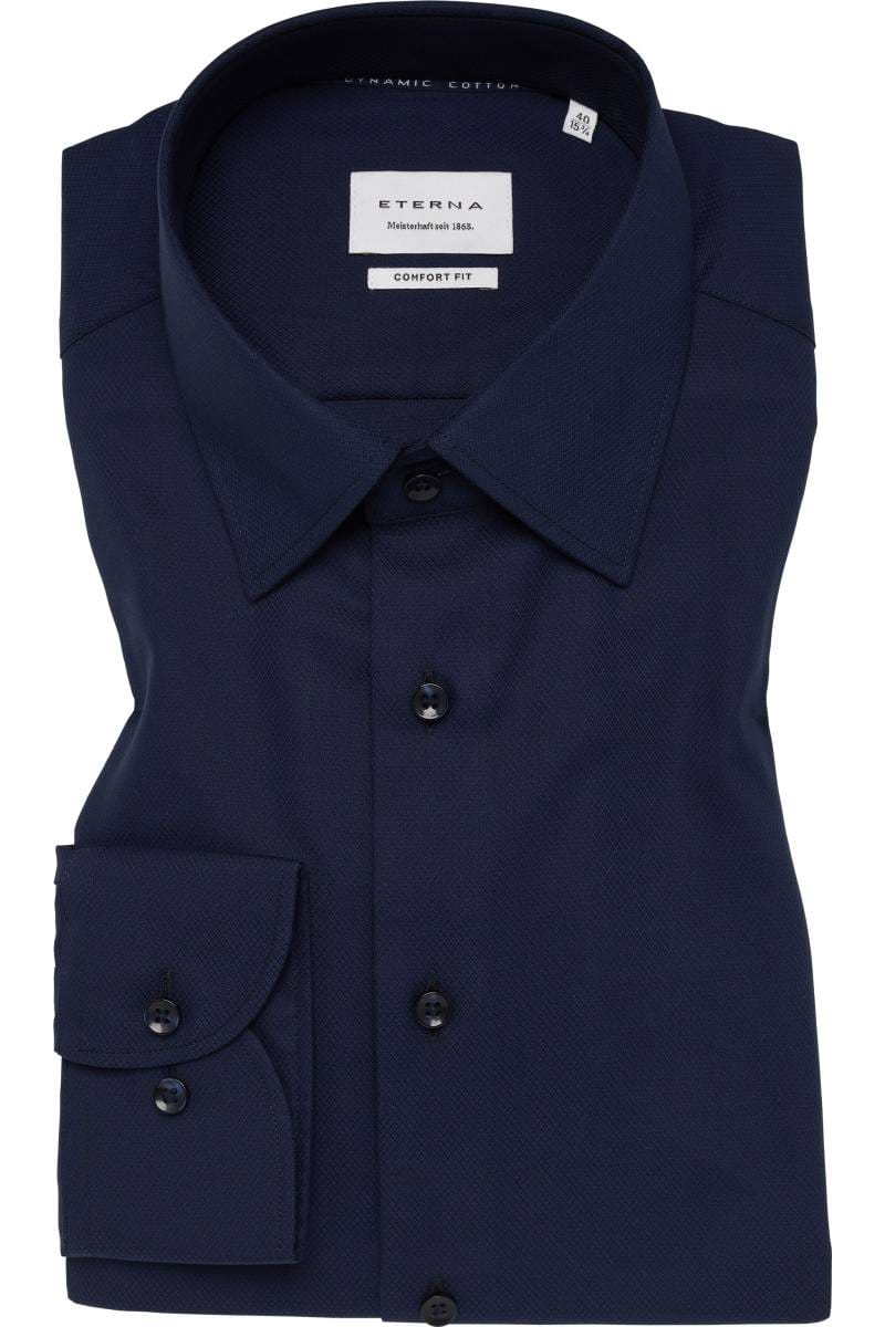 ETERNA Comfort Fit Dynamic Cotton Hemd marine, Strukturiert (super langer Arm)