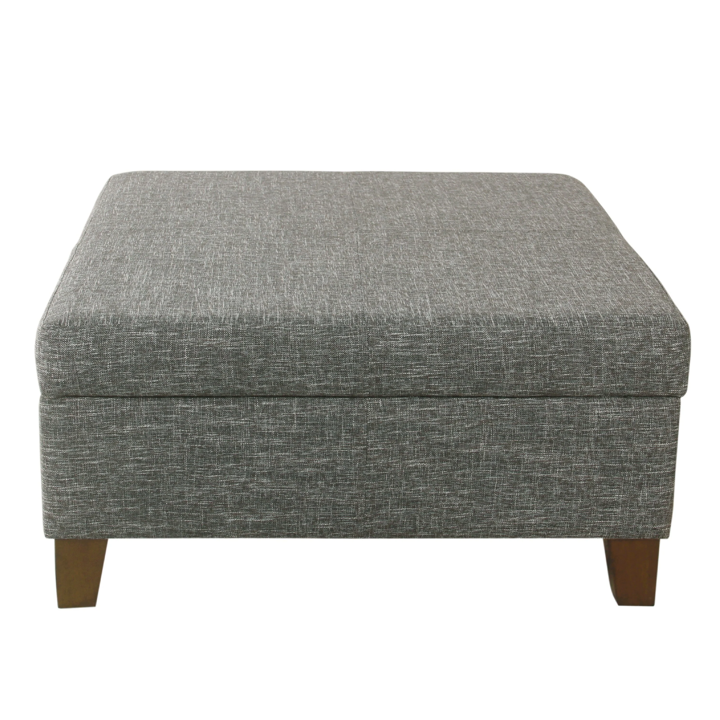 Leo Square Storage Ottoman, Textured Slate Gray, Dark Brown, 32 Inch