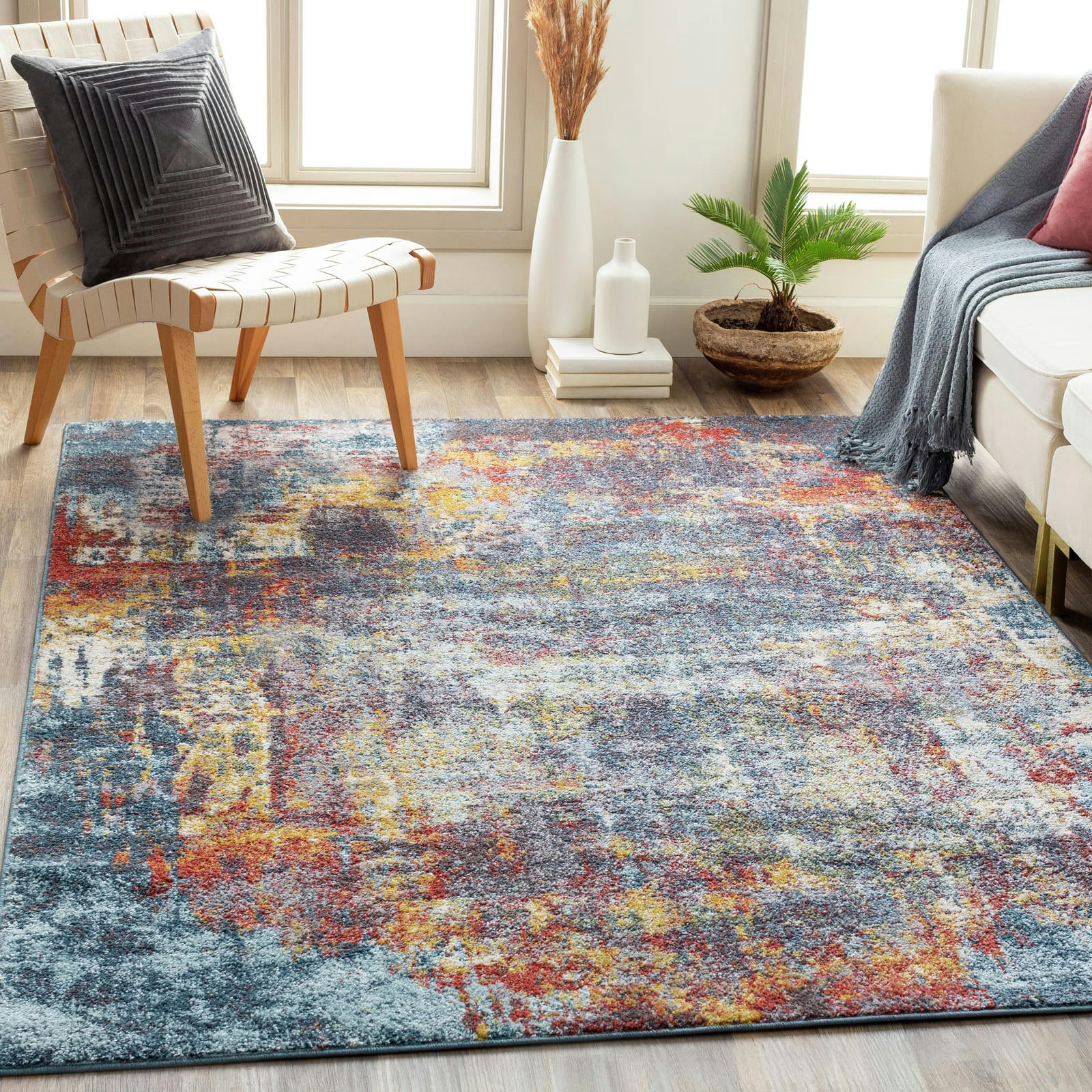 VALERIE - Tapis Abstrait Moderne Multicolore/Bleu 200x275