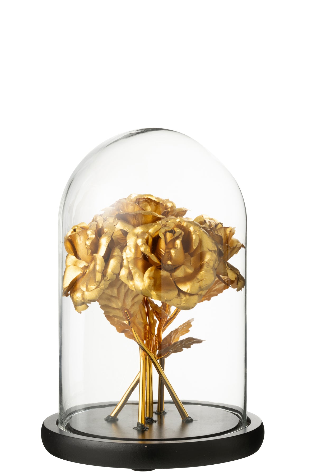 J-Line Decoratieve stolp Roos - glas - goud/zwart - medium