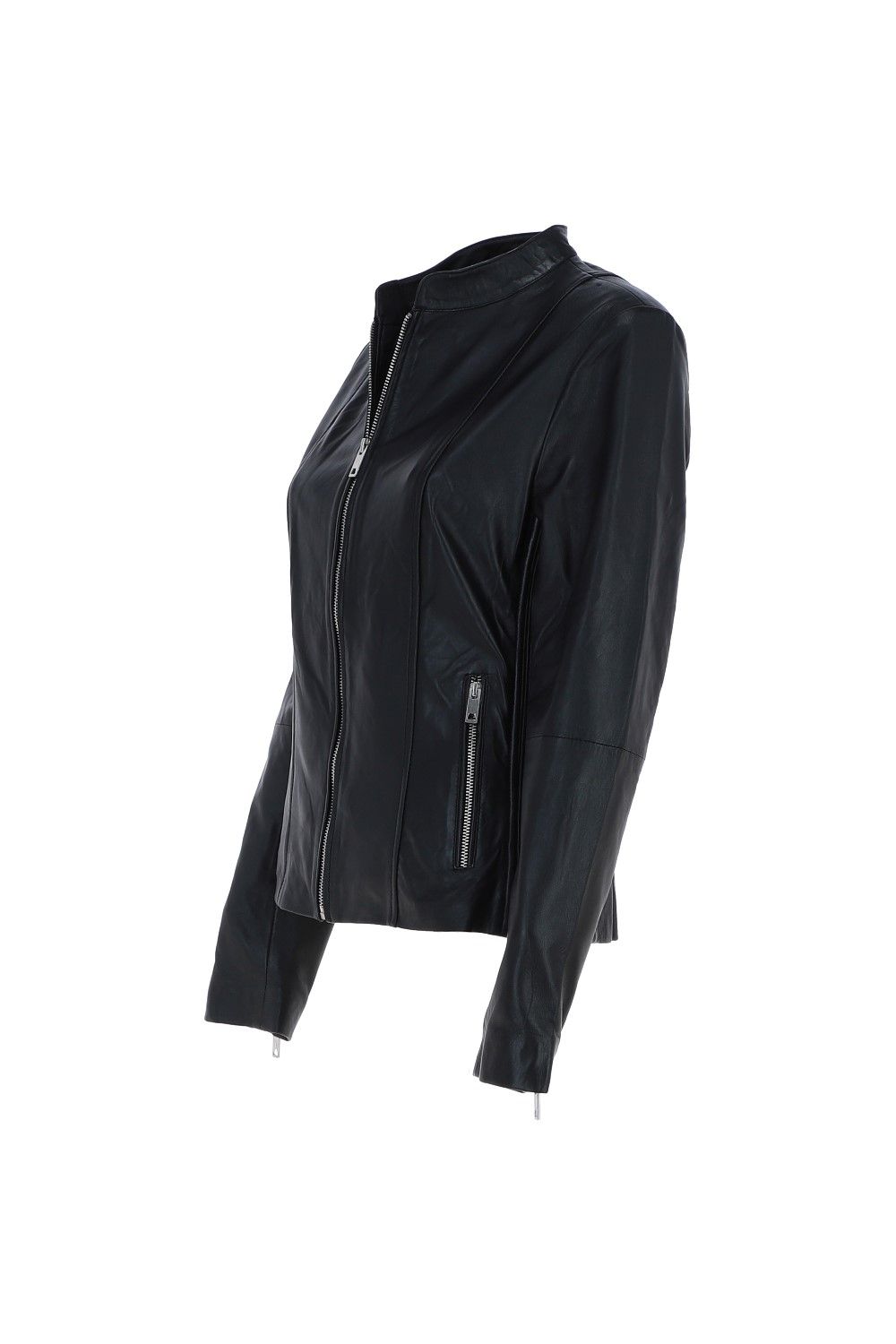 Ashwood Leather Kate' Real Leather Mandarin Collar Biker Jacket