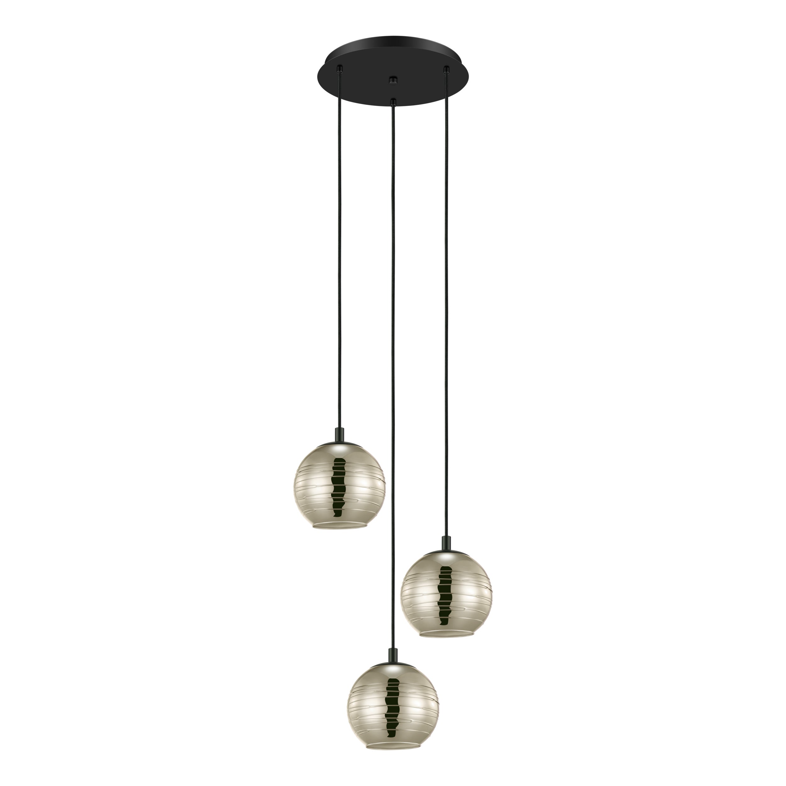 Stars of Light hanglamp Lemorieta - e27 - 3-lichts - ø 44 cm - zwart/goud