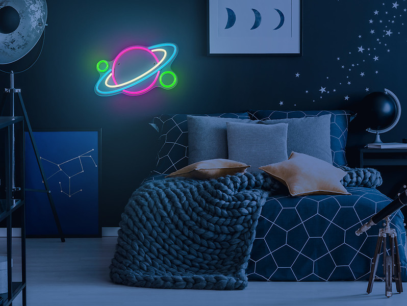 Kinkiet neonowy dziecięcy Planety LED mix kolorów