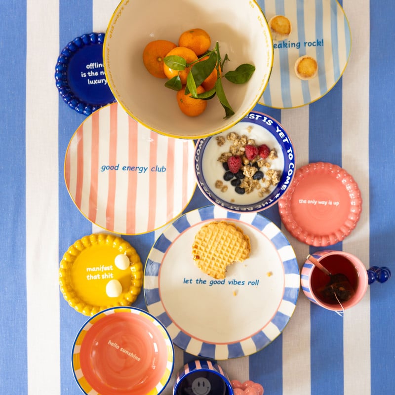 Schaaltje streep - roze - &Oslash;16.5x6 cm - Happy at Home by Sanny