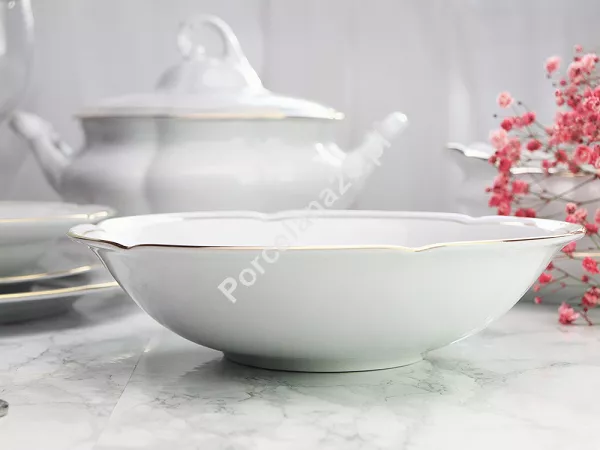 Serwis obiadowy na 12 osób (43 el) Ćmielów - Bolero 3604 Złota Linia