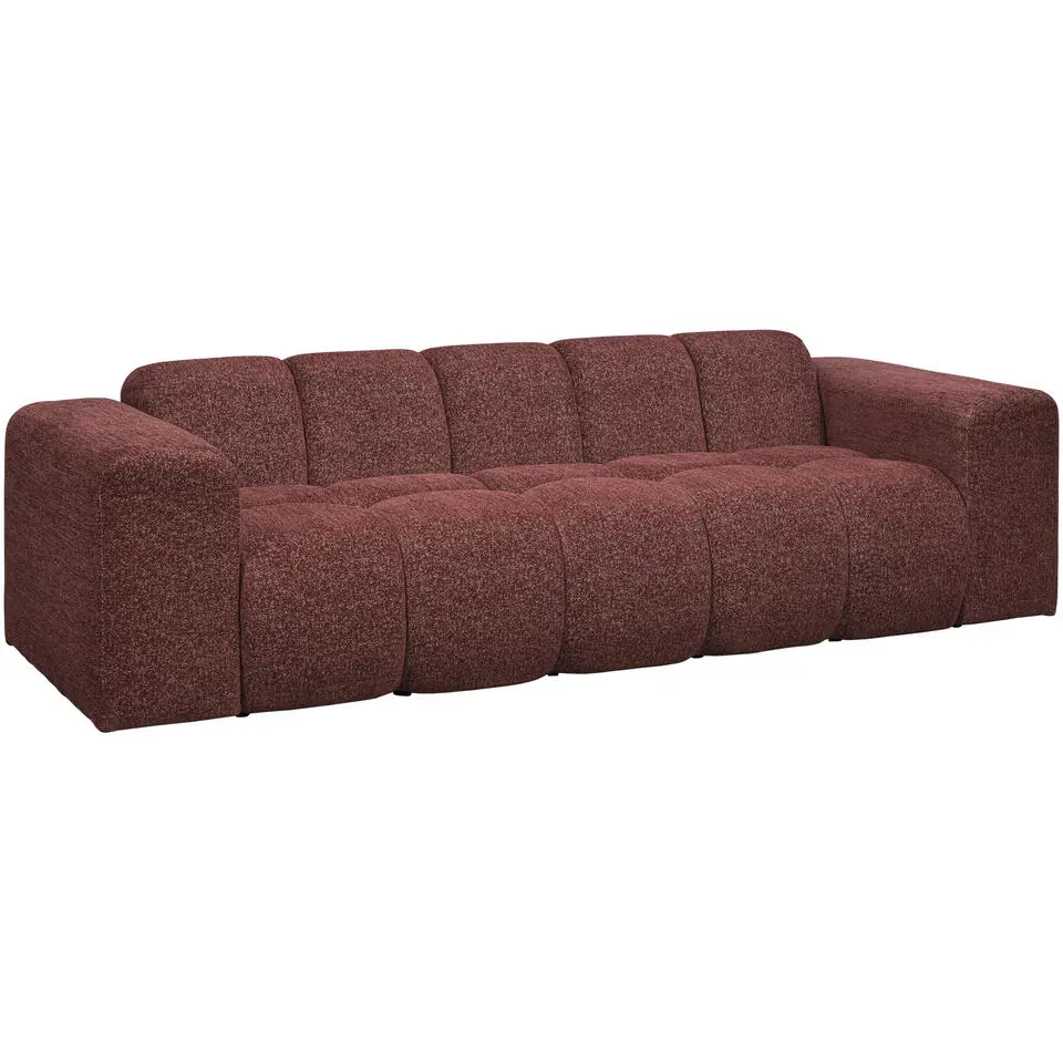 Bank Beau 3-zits - stof Raven - wijnrood