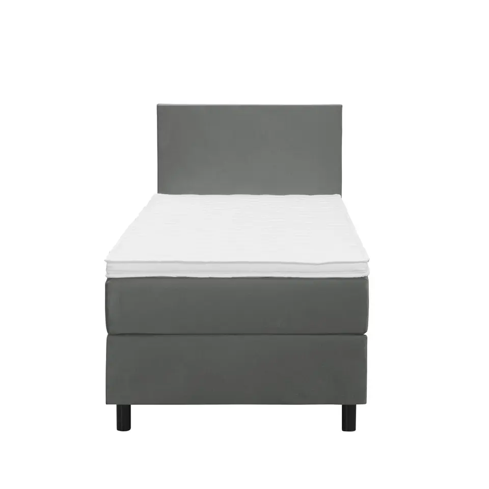 Boxspring Liv egaal - grijs - 90x200 cm - ronde poot
